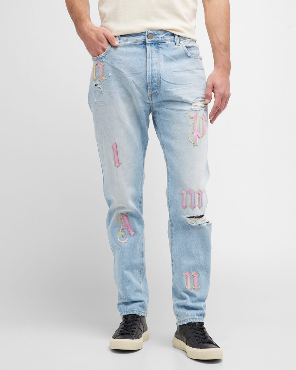 Men's Rainbow Logo Patch Jeans