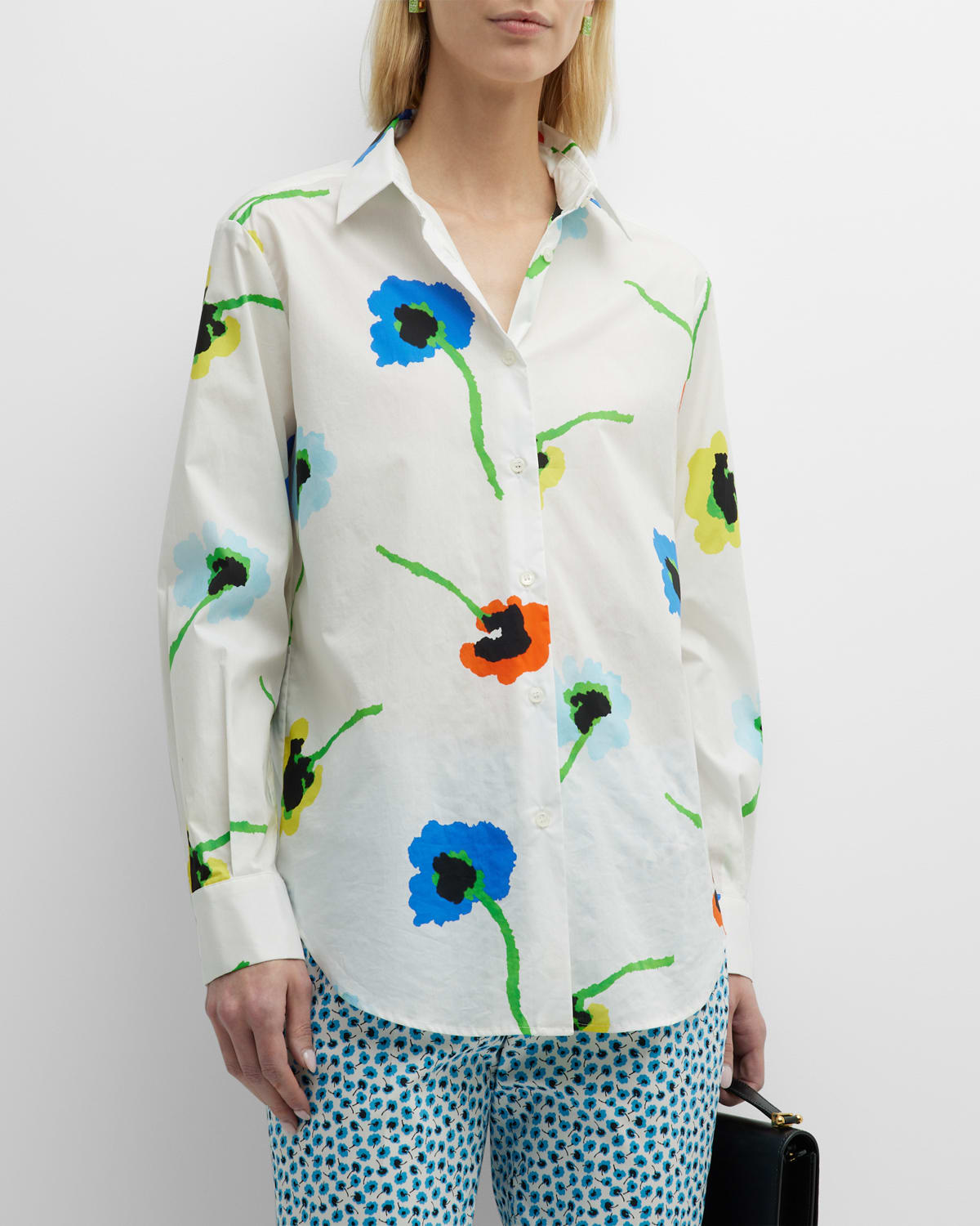 Floral-Print Long-Sleeve Collared Shirt