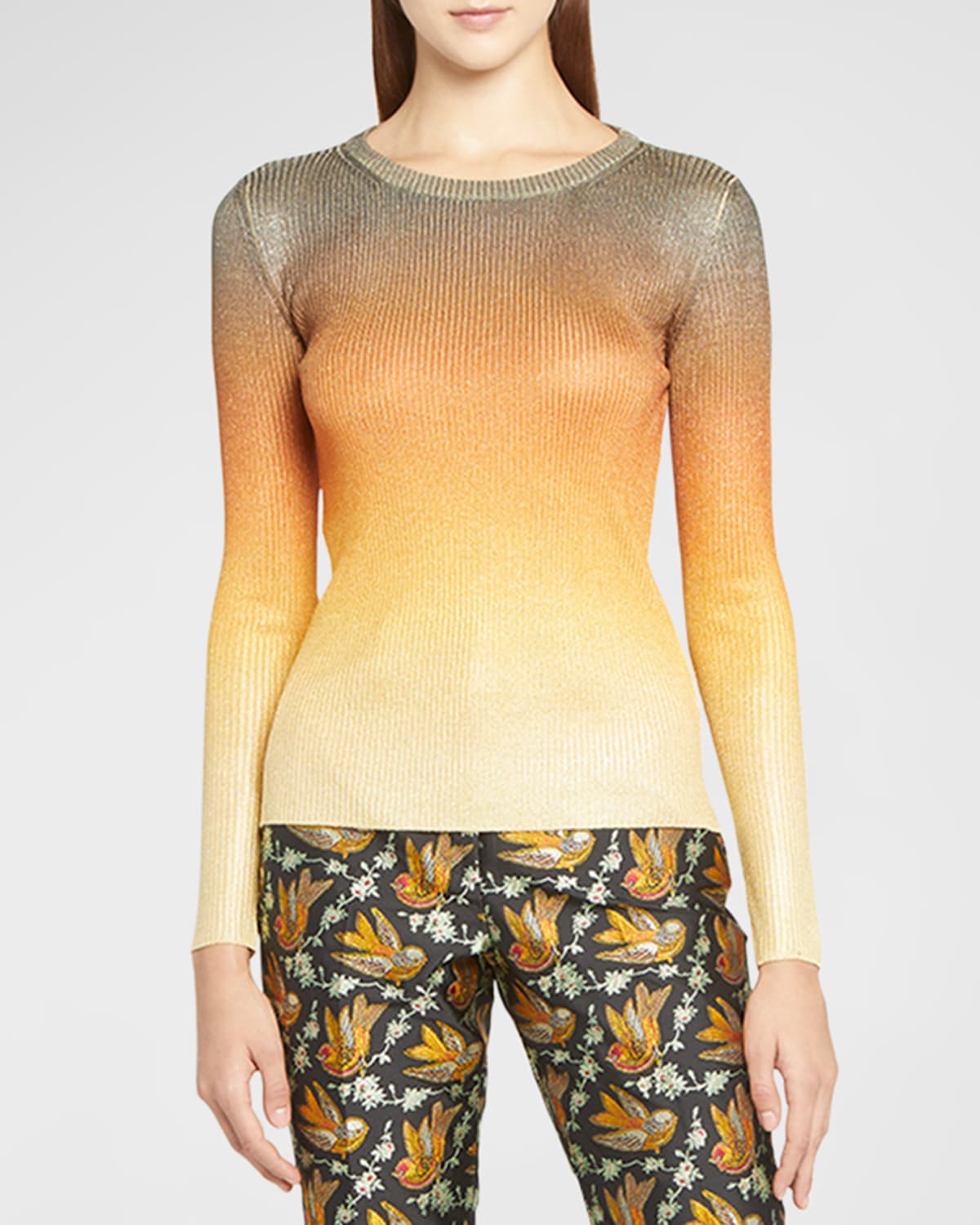ETRO KNIT OMBRE TOP W/ LOGO EMBROIDERY