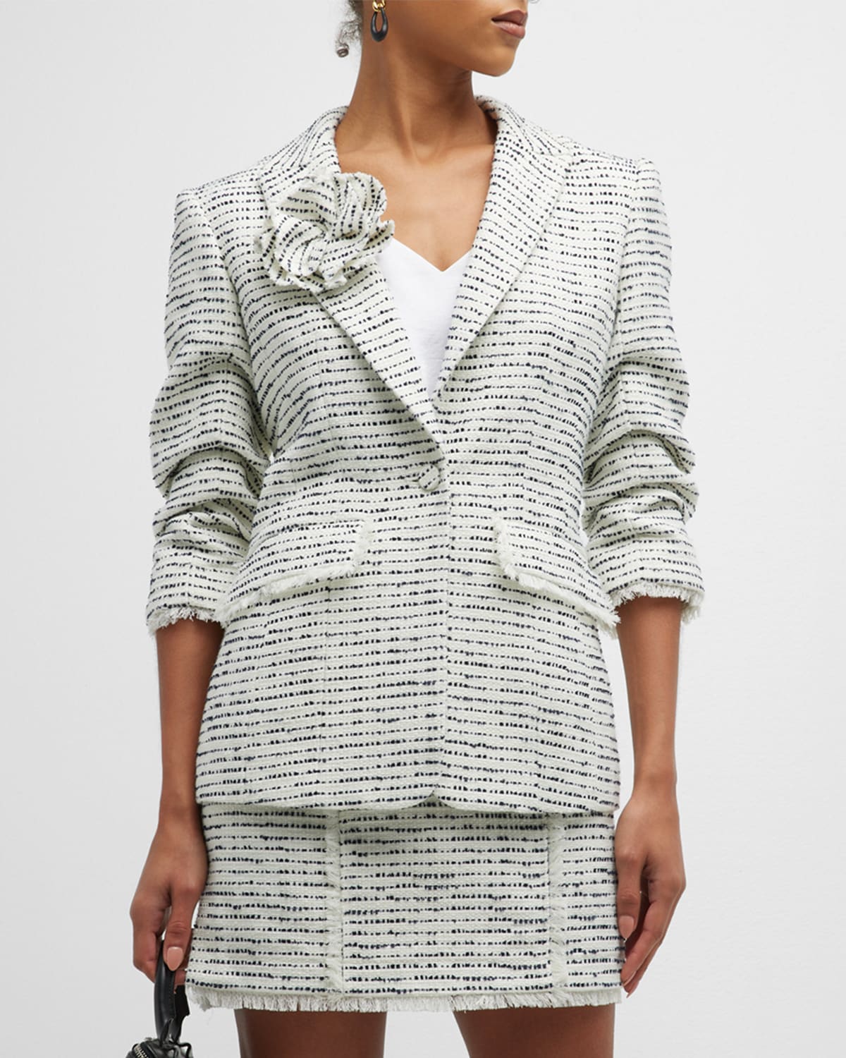 Pricilla Half-Sleeve Tweed Blazer