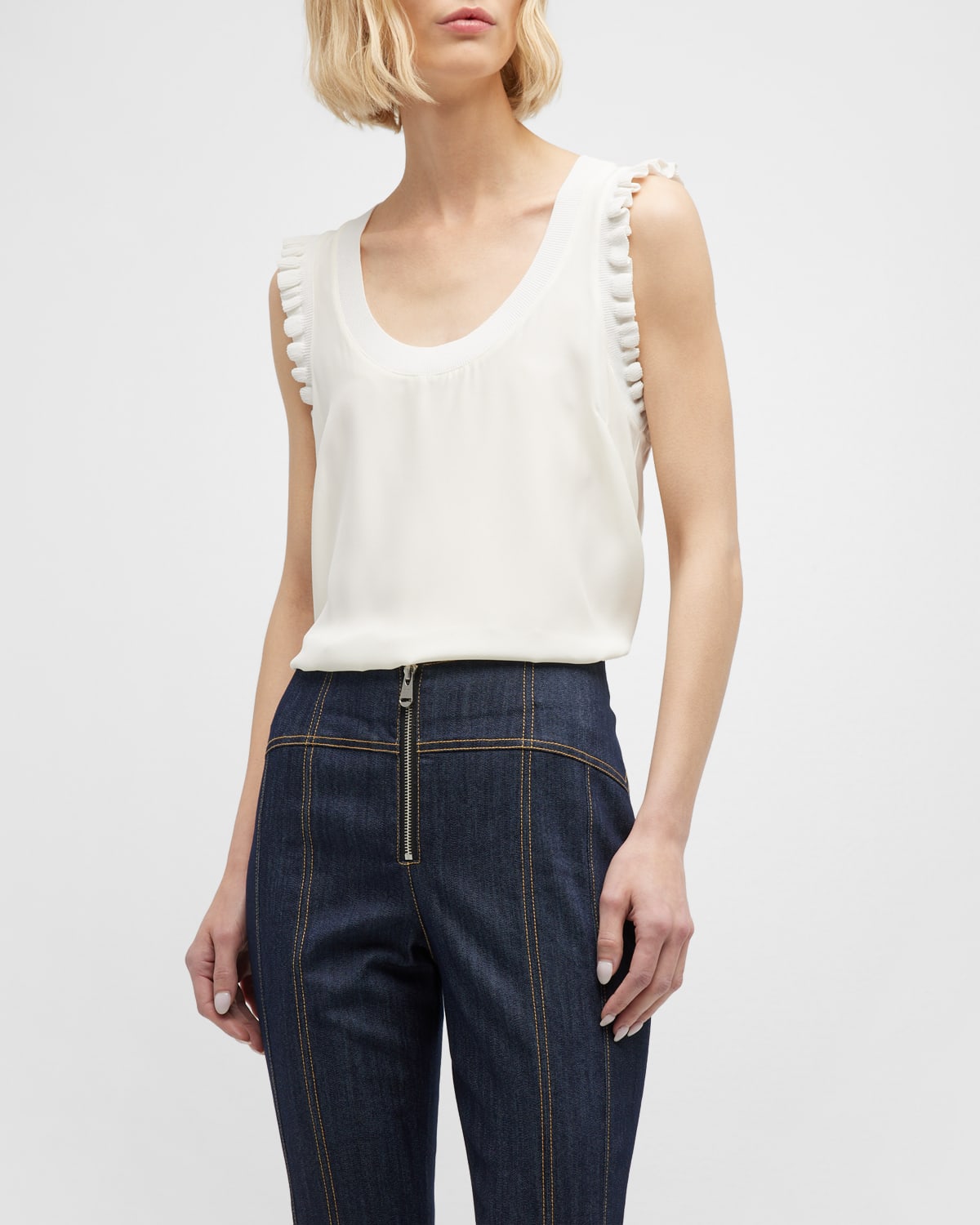 Cinq À Sept Cinq A Sept Lenore Sleeveless Knit Top In Ivory