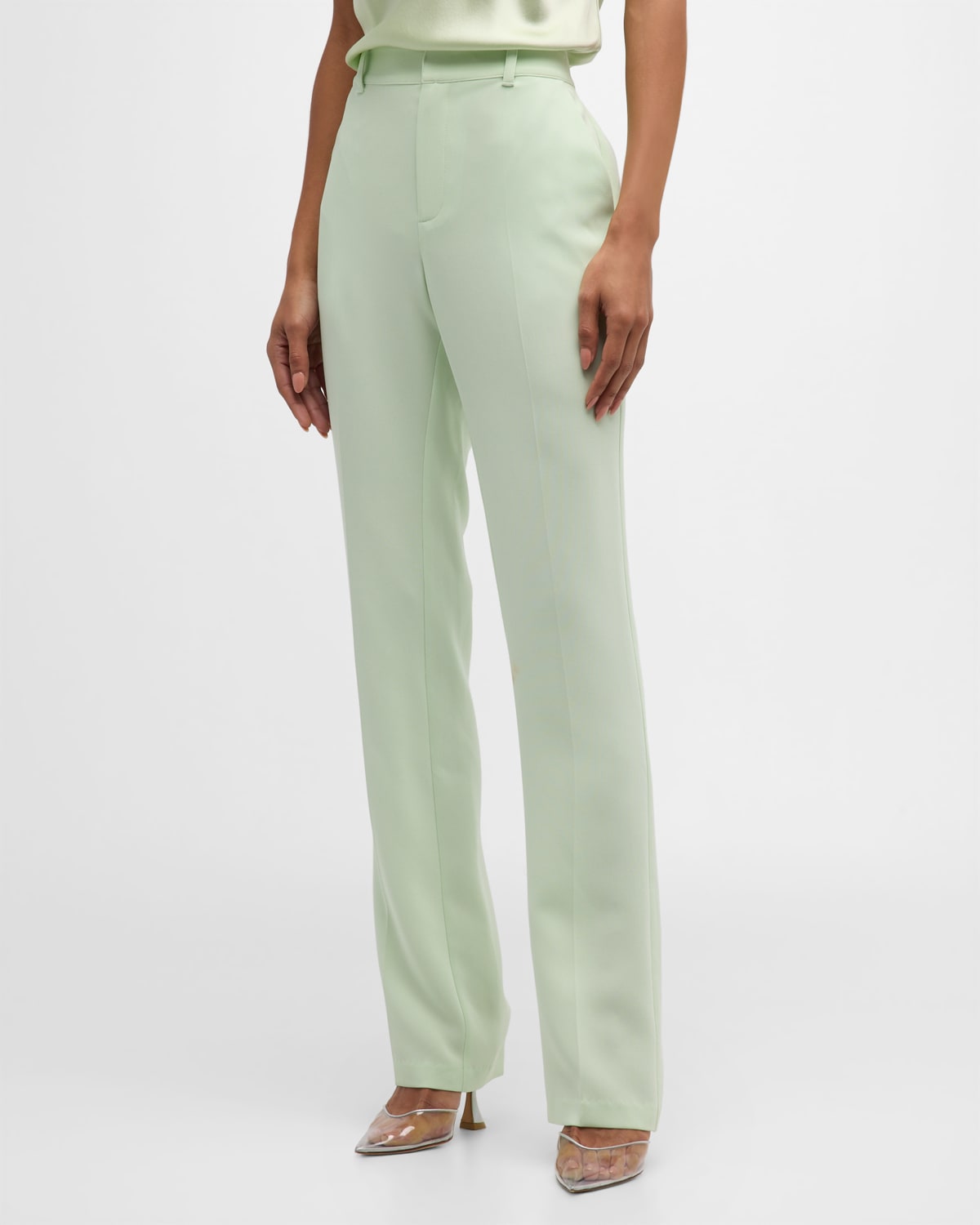 Cinq À Sept Kerry Slim Straight-leg Crepe Pants In Peridot