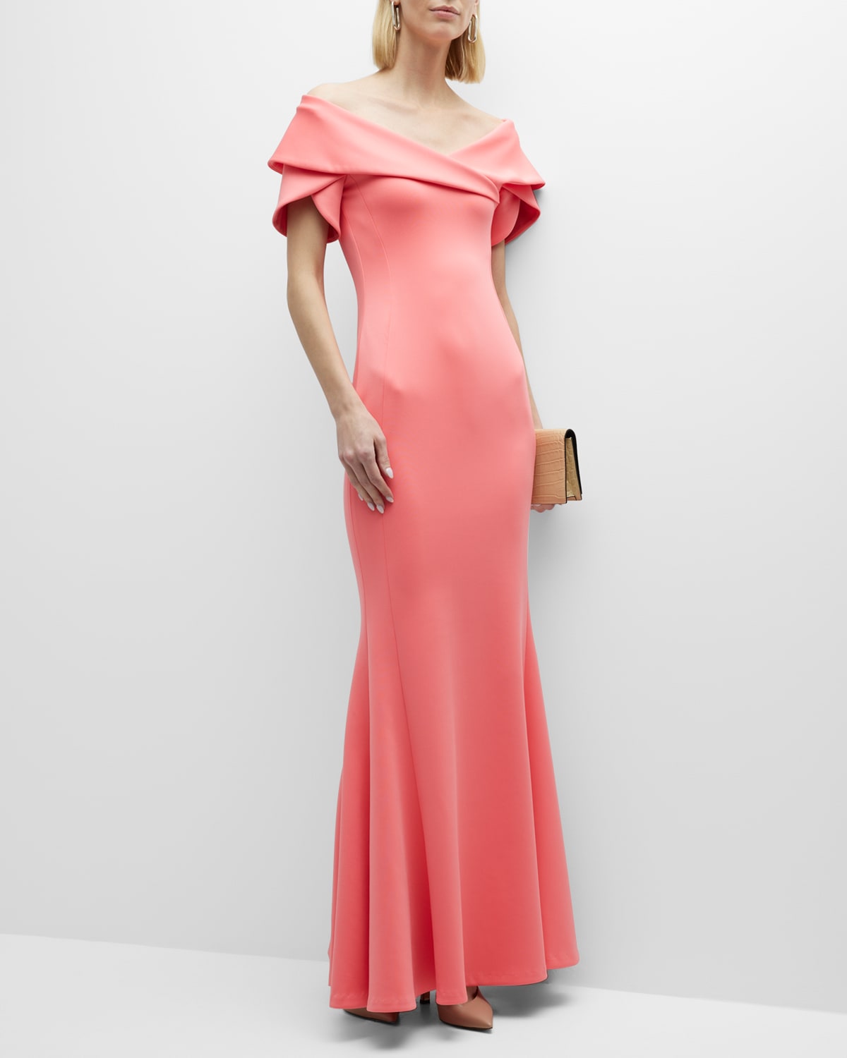Black halo off the shoulder gown outlet