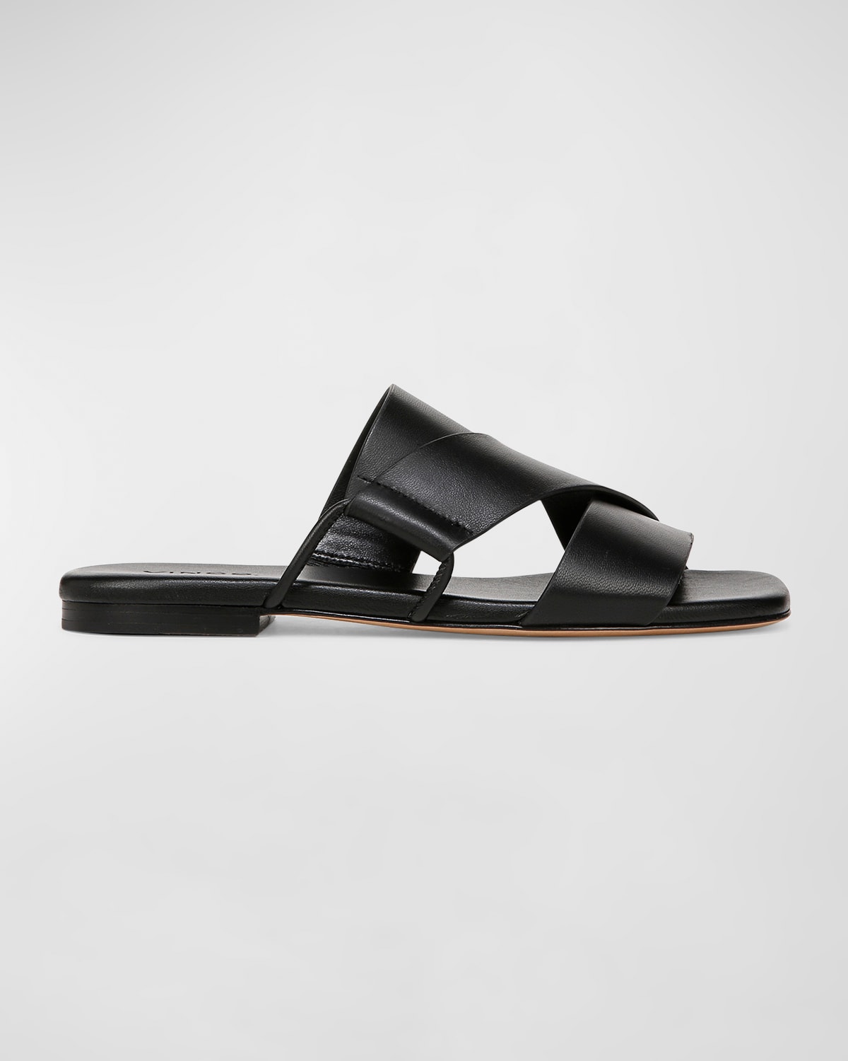 Shop Vince Dylan Asymmetrical Leather Flat Sandals In Black