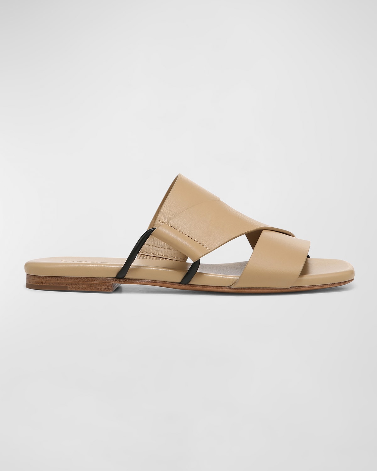 Vince Dylan Asymmetrical Leather Flat Sandals In Blonde Beige Leat