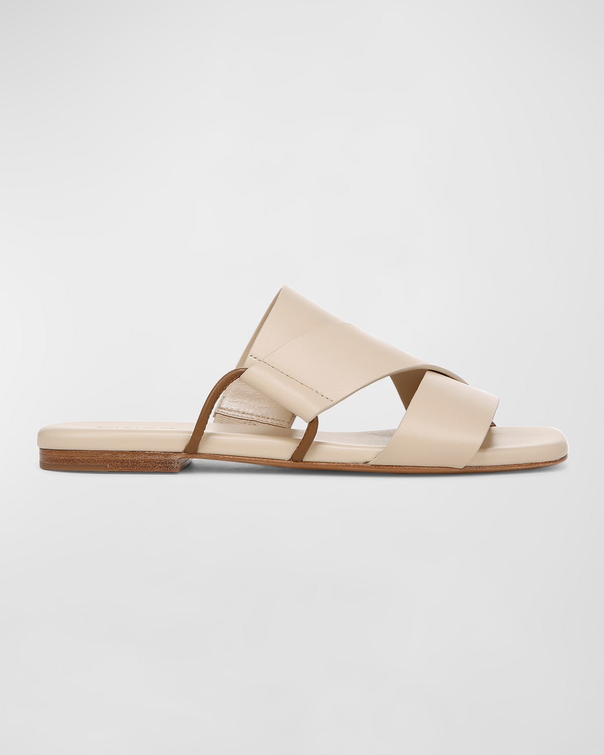 Shop Vince Dylan Asymmetrical Leather Flat Sandals In Birchsand