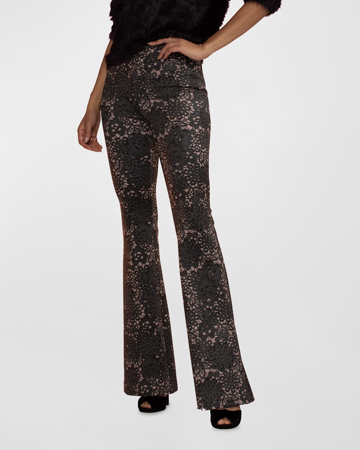 High-Rise Bonded Lace Flare Pants