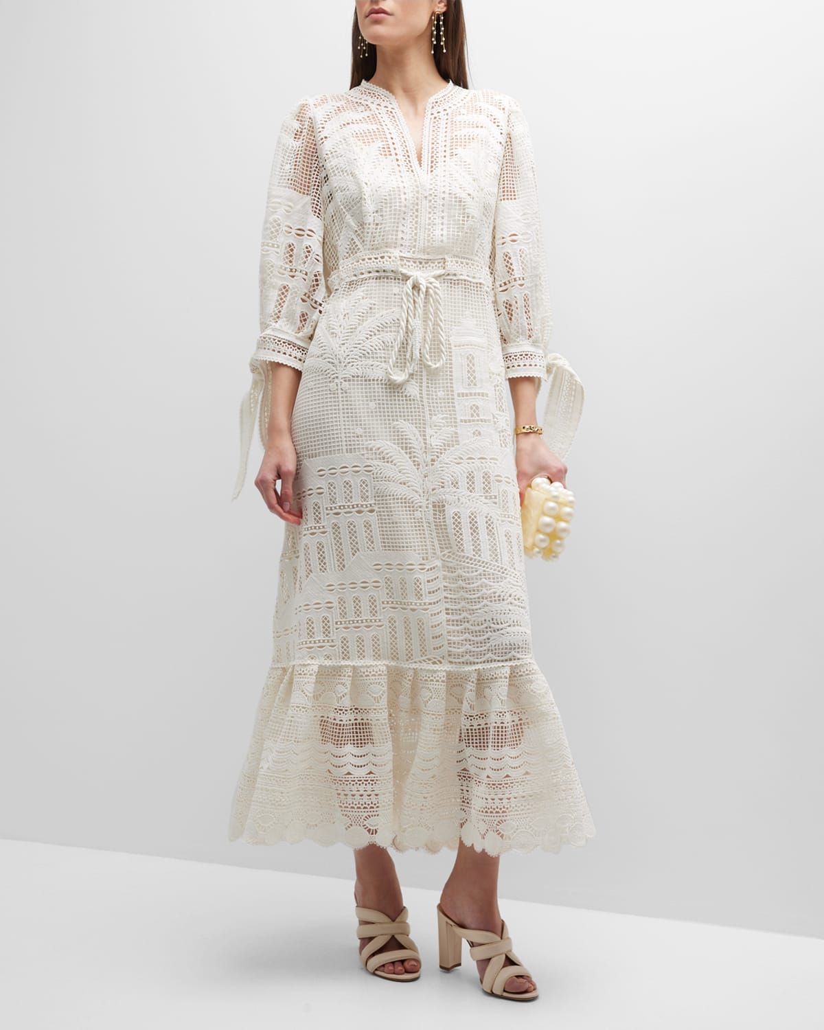 Farm Rio Women's Morada Boa Guipure Lace Maxi Dress | ModeSens