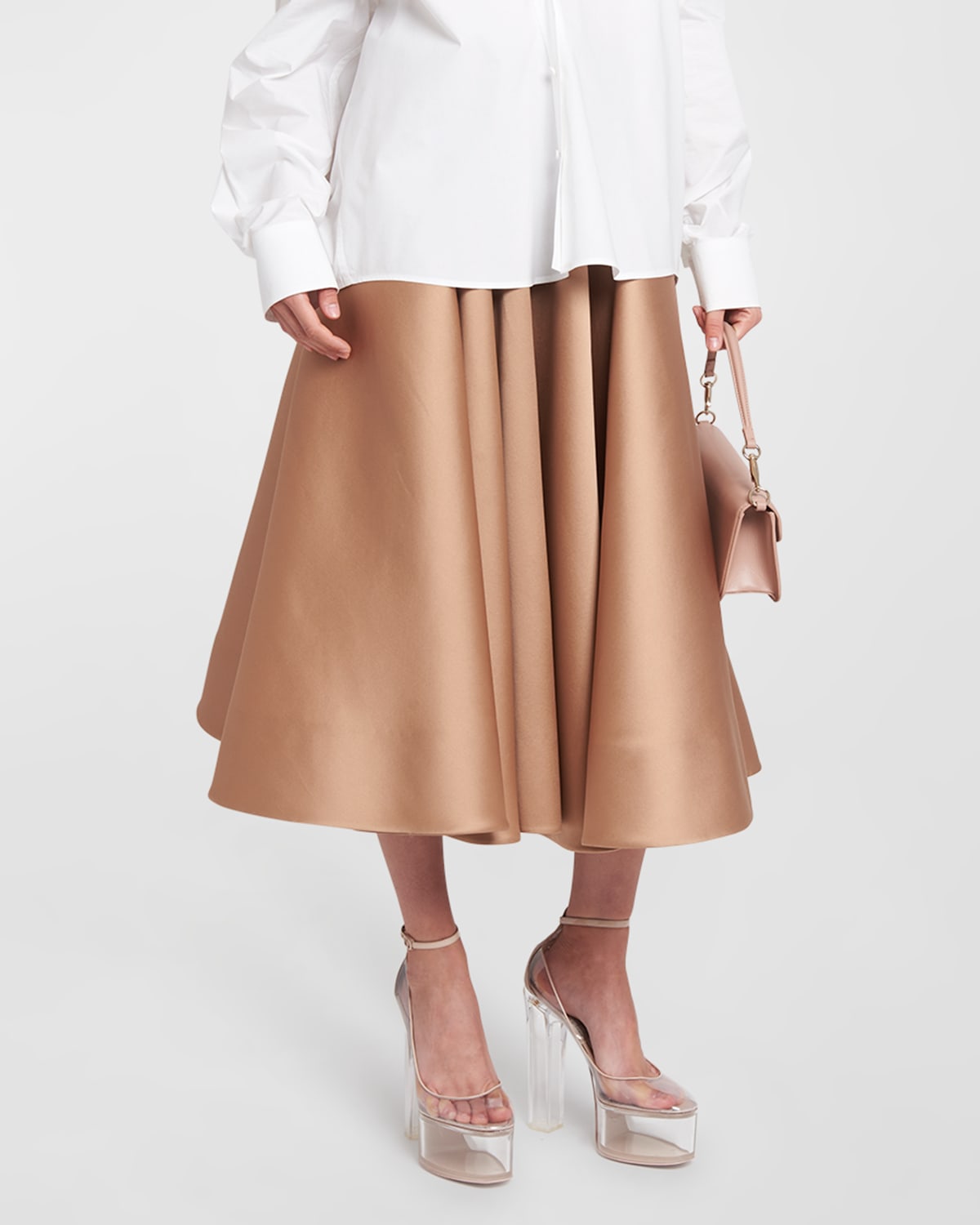 Valentino Elastic Waist Midi Skirt In Nude