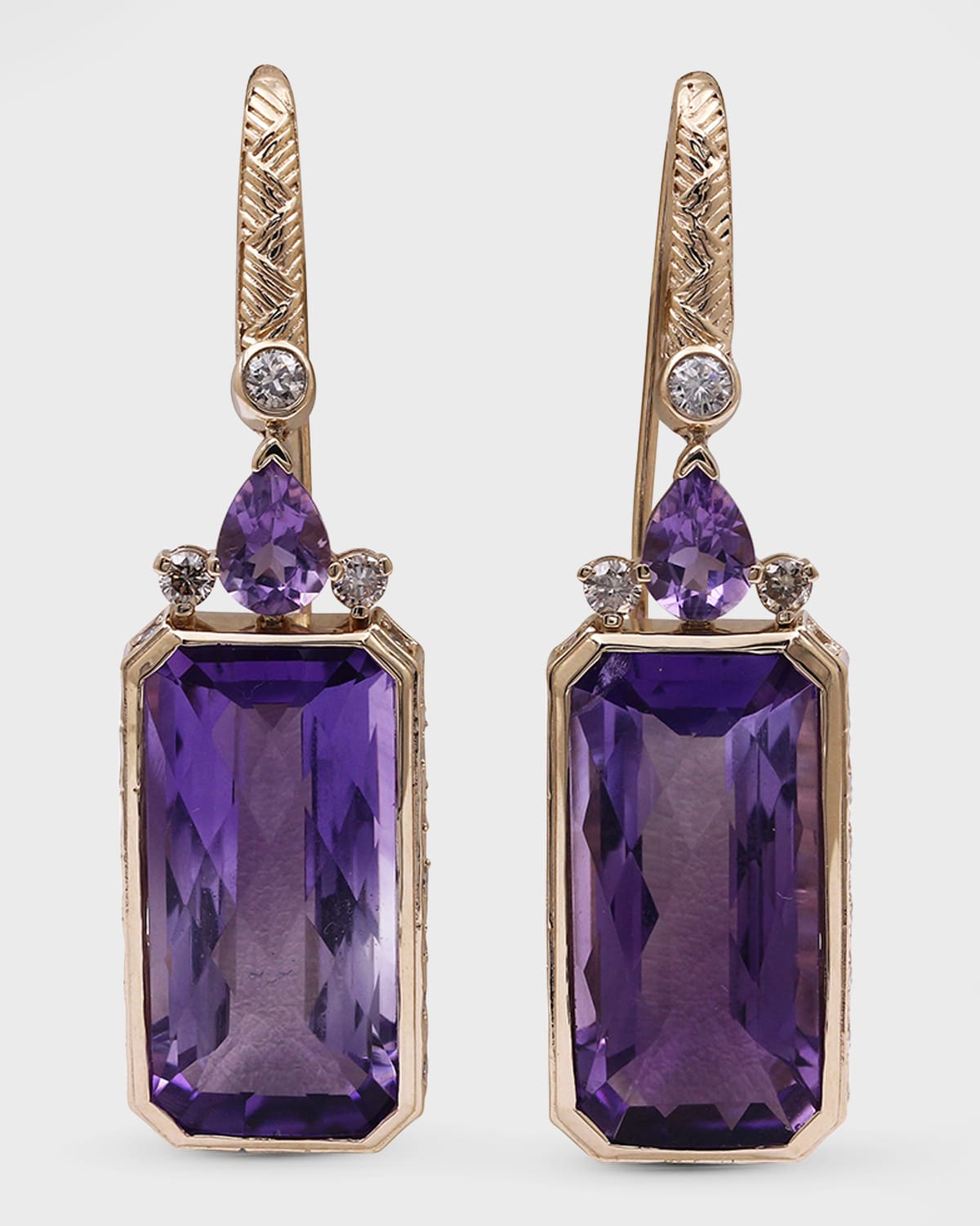 Amethyst & Diamond Drop Earrings