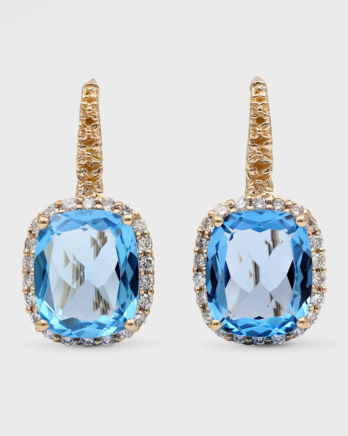 Blue Topaz & Diamond 18K Gold Earrings