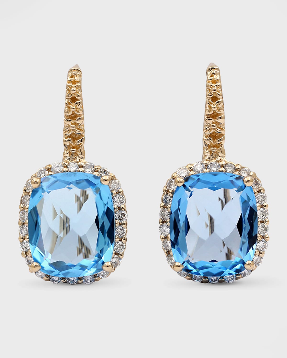 STEPHEN DWECK BLUE TOPAZ & DIAMOND 18K GOLD EARRINGS