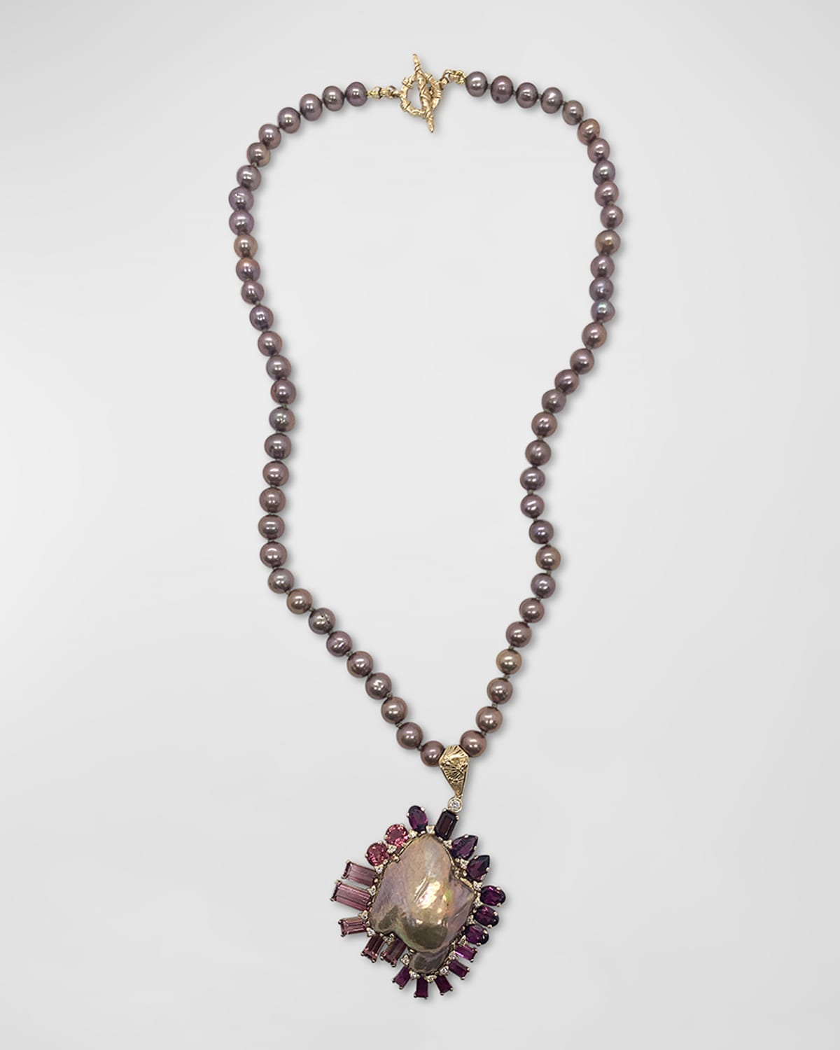 Baroque Pearl Mixed Gemstone Pendant Necklace