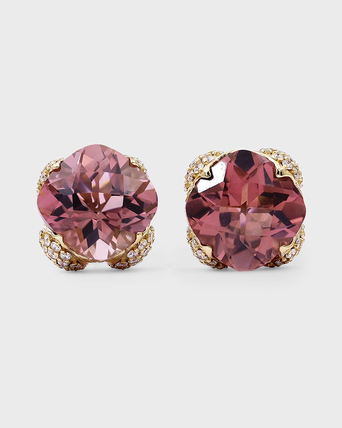 Pink Tourmaline and Diamond Earrings