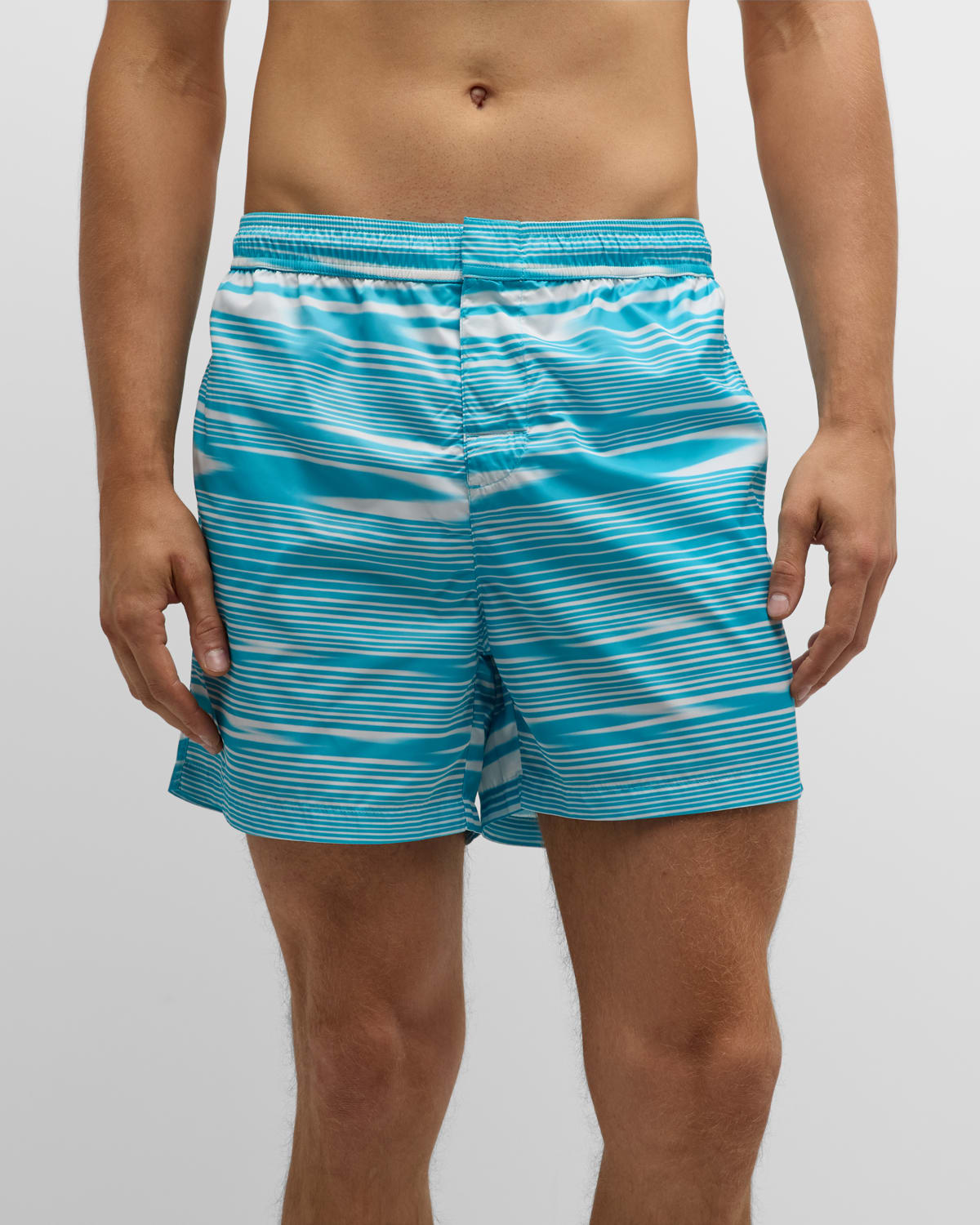Shop Missoni Men's Geometric Space-dyed Swim Shorts In Multi White Blue