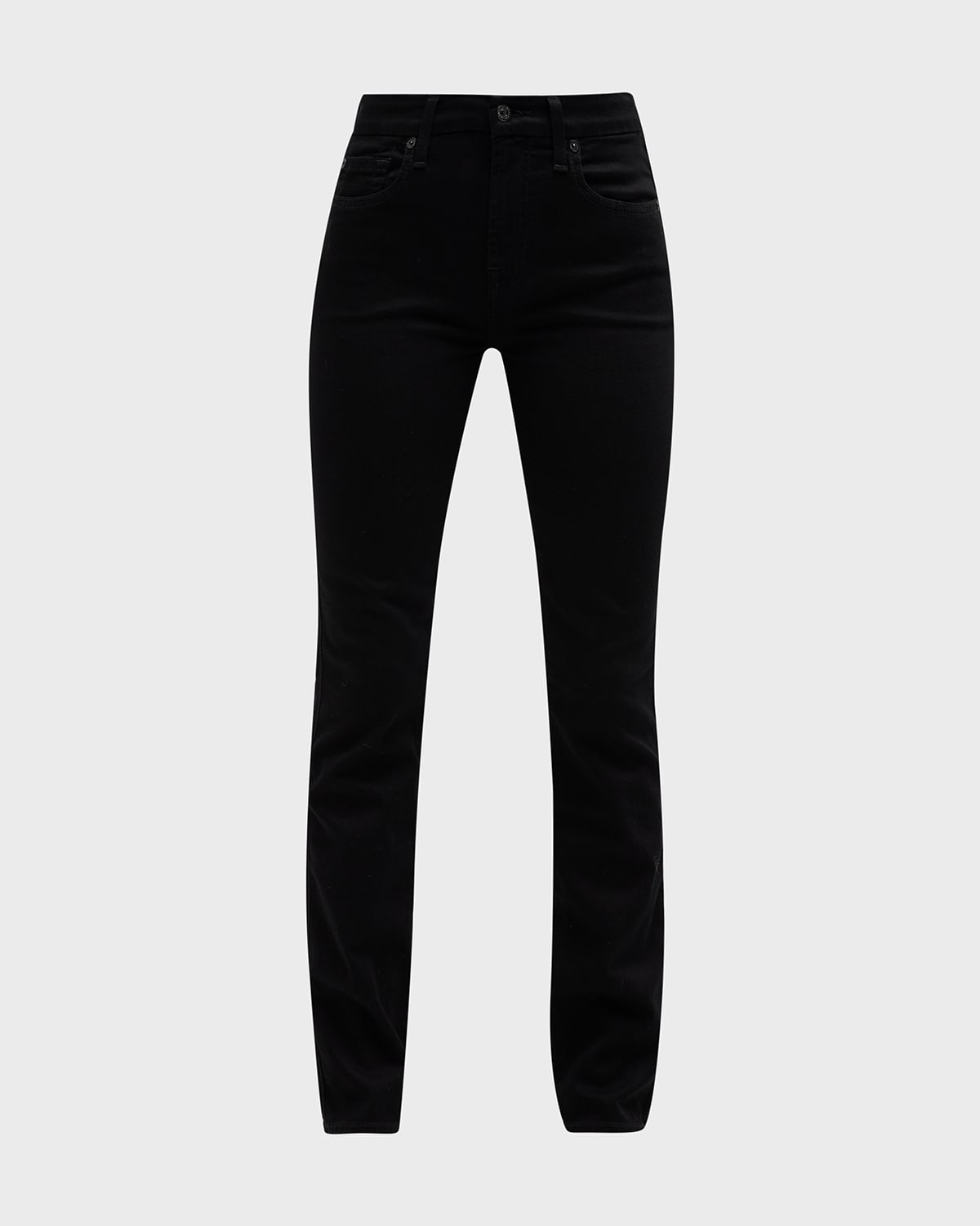 7 For All Mankind Kimmie Mid-rise Straight Jeans In Black