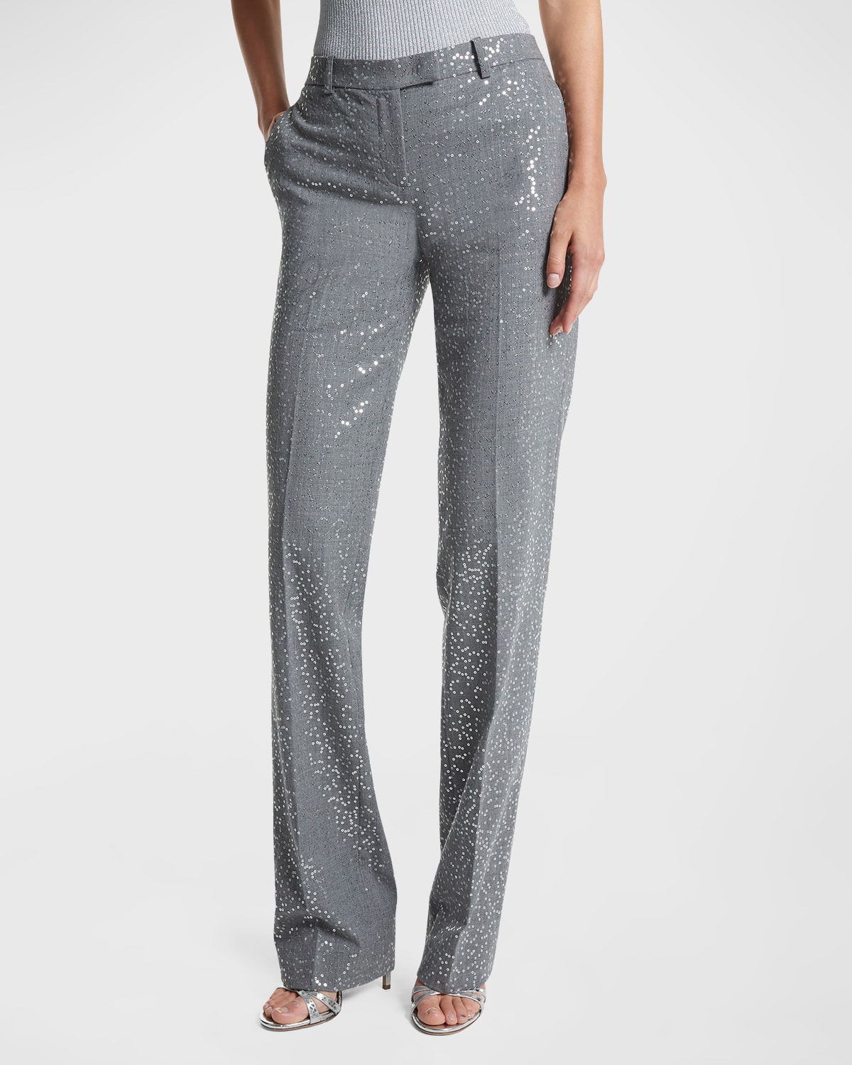 Michael Kors Collection Carolyn Sequin Straight-Leg Trousers