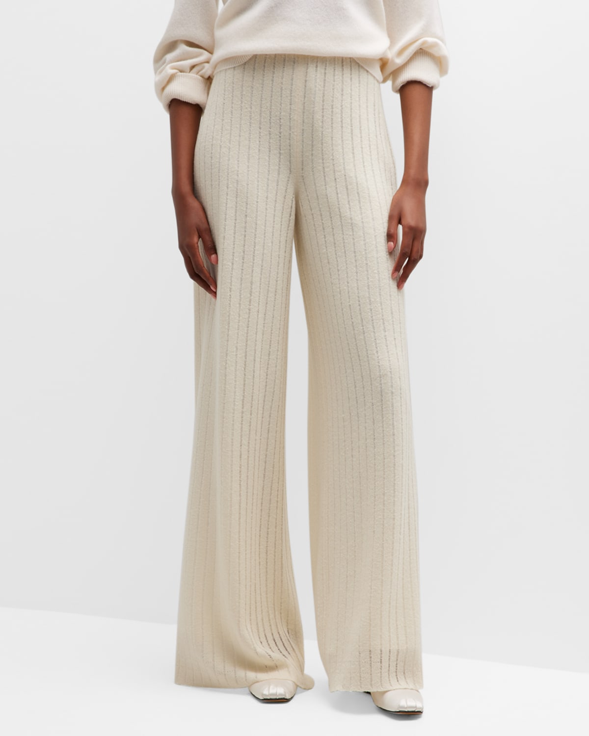 LORO PIANA PANTALONE GAIOLE CASHMERE WIDE-LEG PANTS