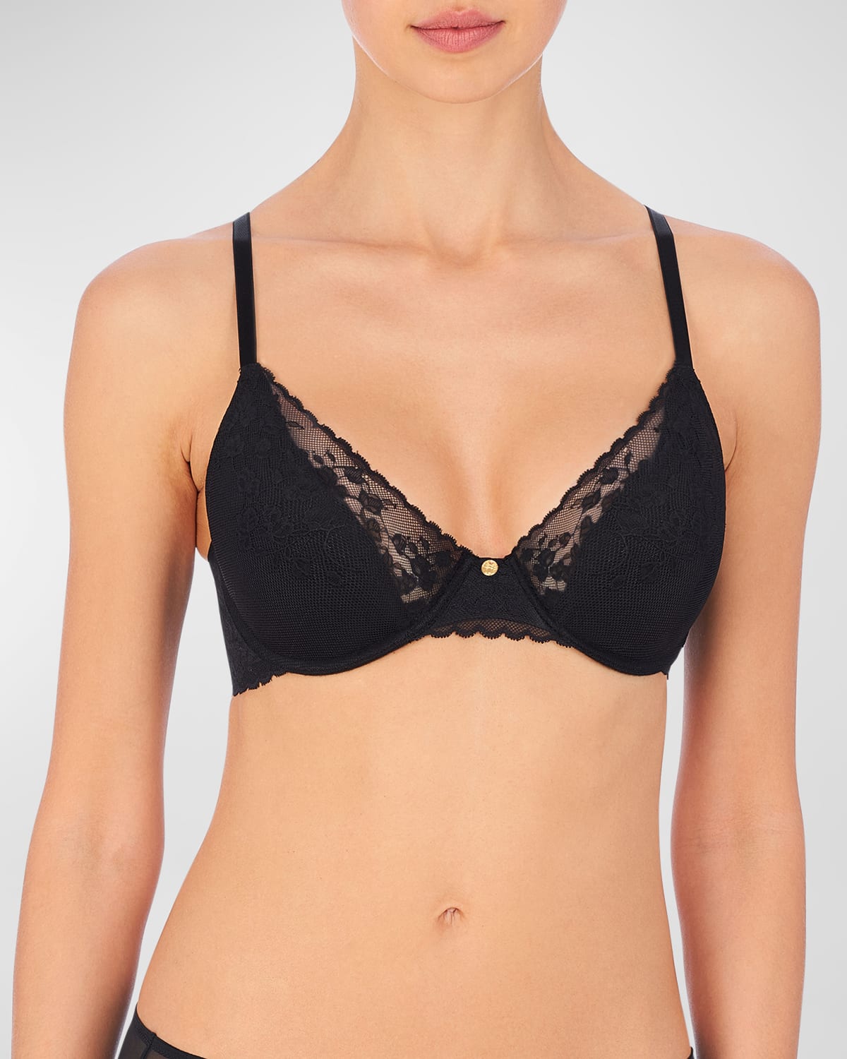 Natori Cherry Blossom Convertible Spacer Push-up Bra In Black