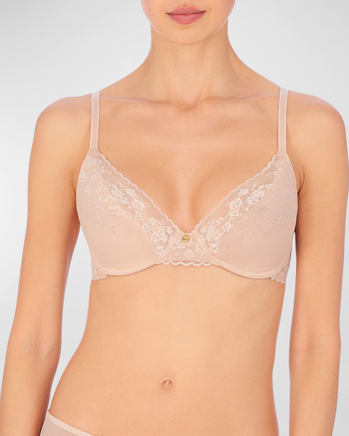 Natori Cherry Blossom Lace Underwire Push-up Bra In Cameo Rose