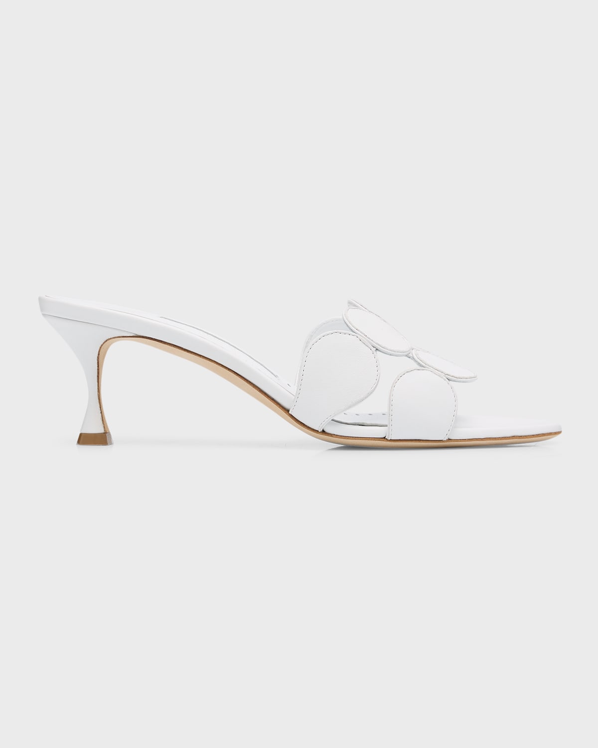 Manolo Blahnik Haribalmu Leather Slide Sandals In White