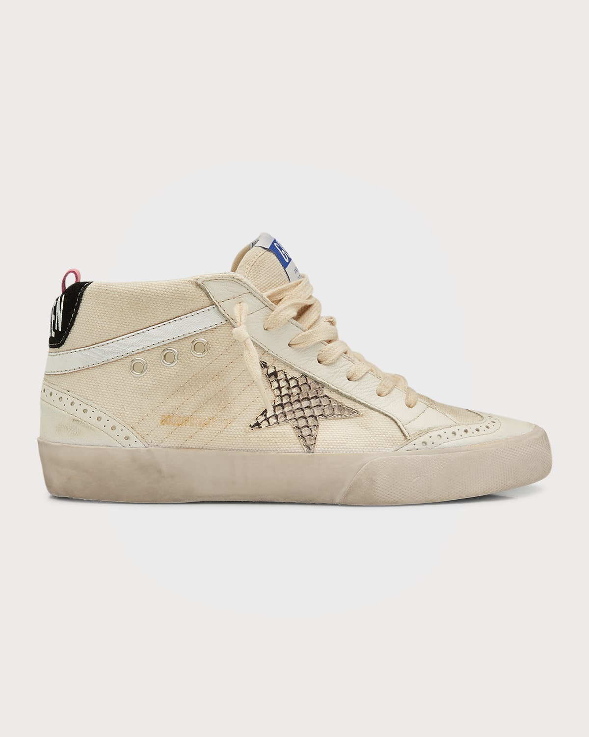 Golden Goose Mid Star Canvas Wing-tip Sneakers In Cream