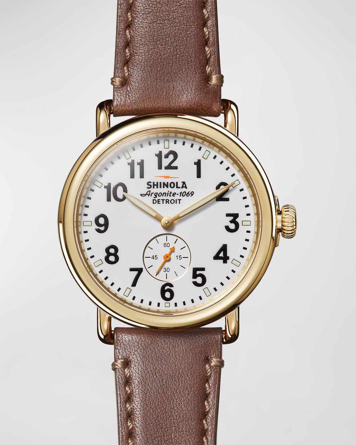 SHINOLA MEN'S THE RUNWELL LEATHER STRAP WATCH, 41MM