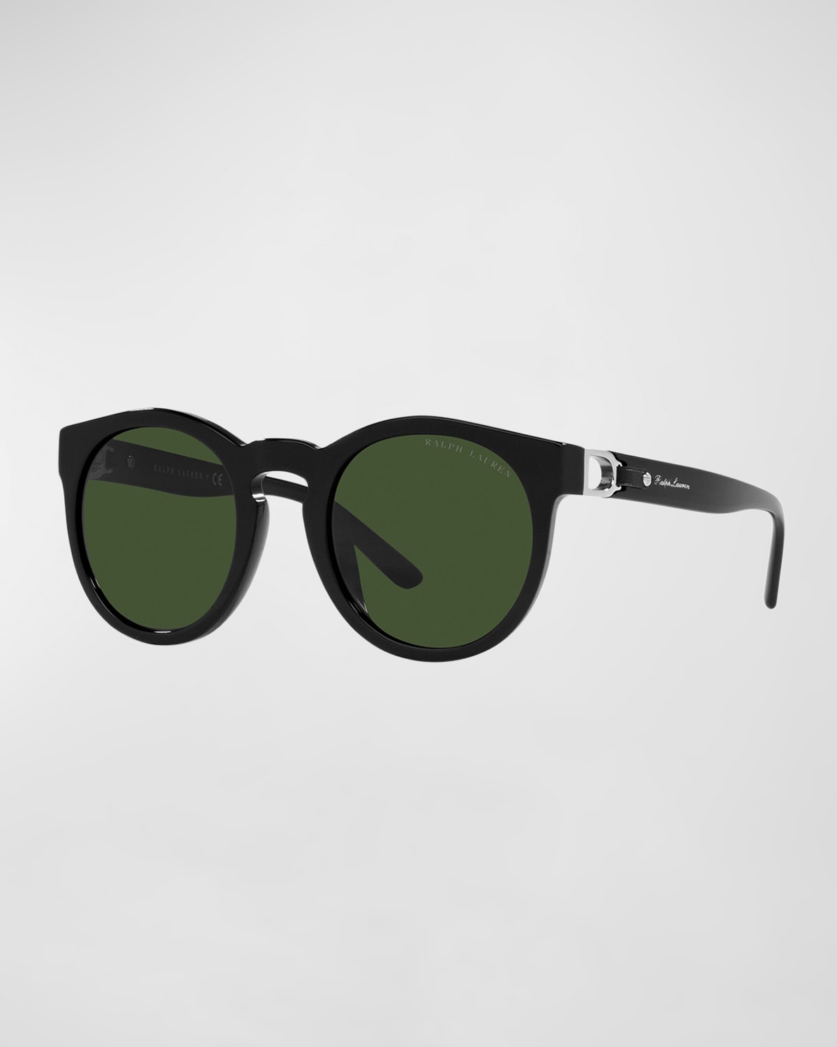 Ralph Lauren Cut-out Round Acetate & Plastic Sunglasses In Shiny Black