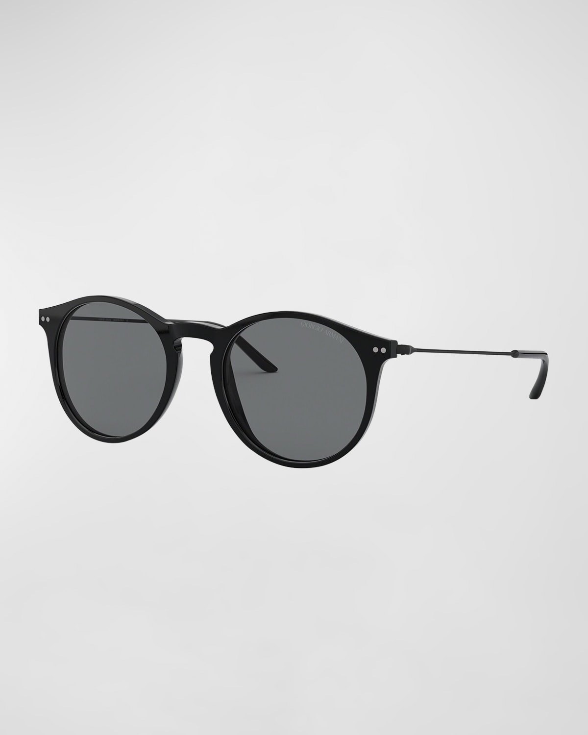 Giorgio Armani Slim Round Acetate & Plastic Sunglasses In Black