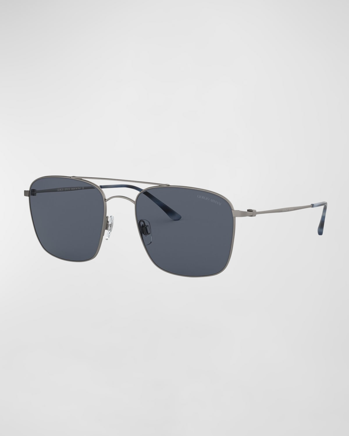 Giorgio Armani Logo Metal & Plastic Aviator Sunglasses In Matte Black