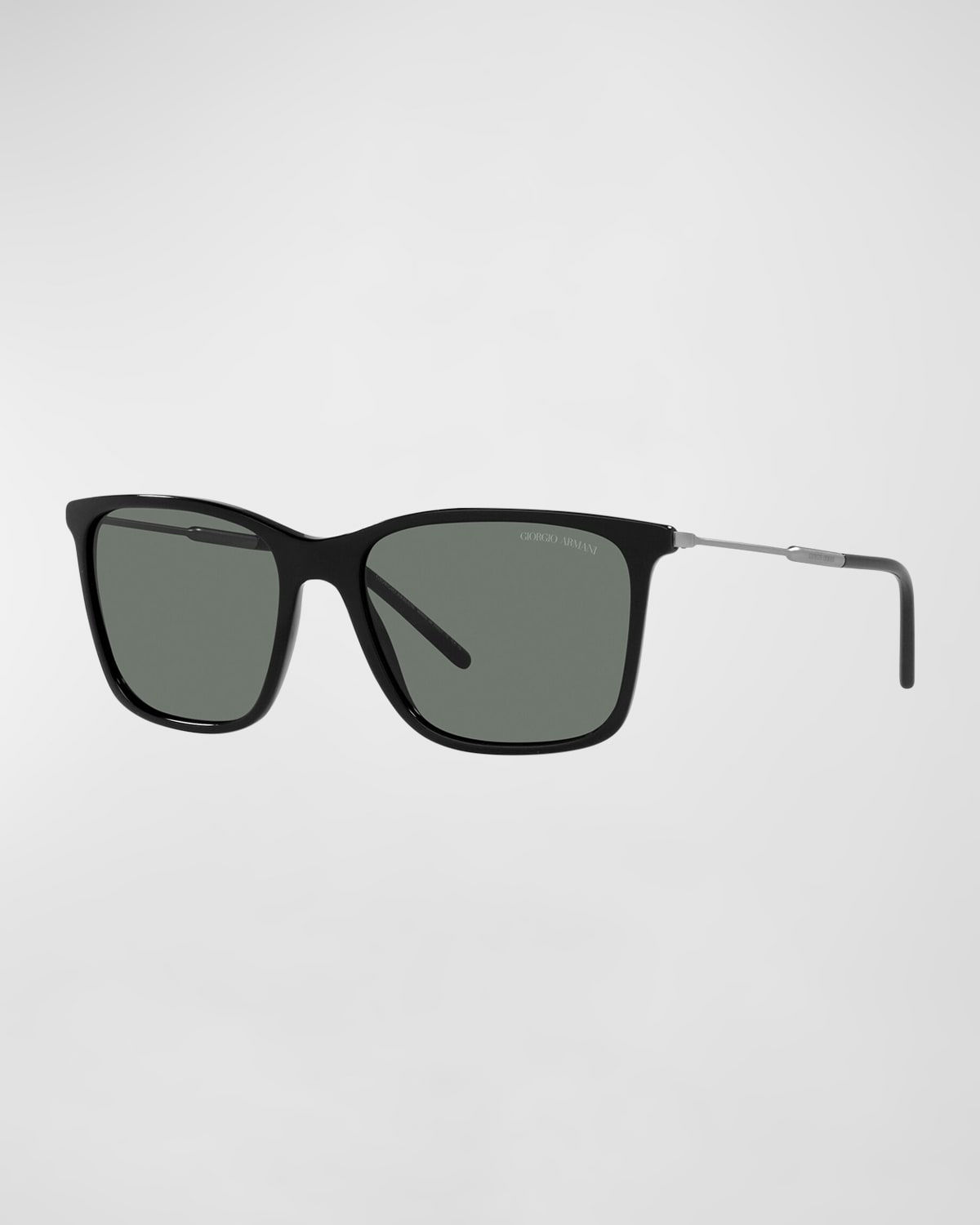Giorgio Armani Logo Engraved Square Acetate & Plastic Sunglasses In Black