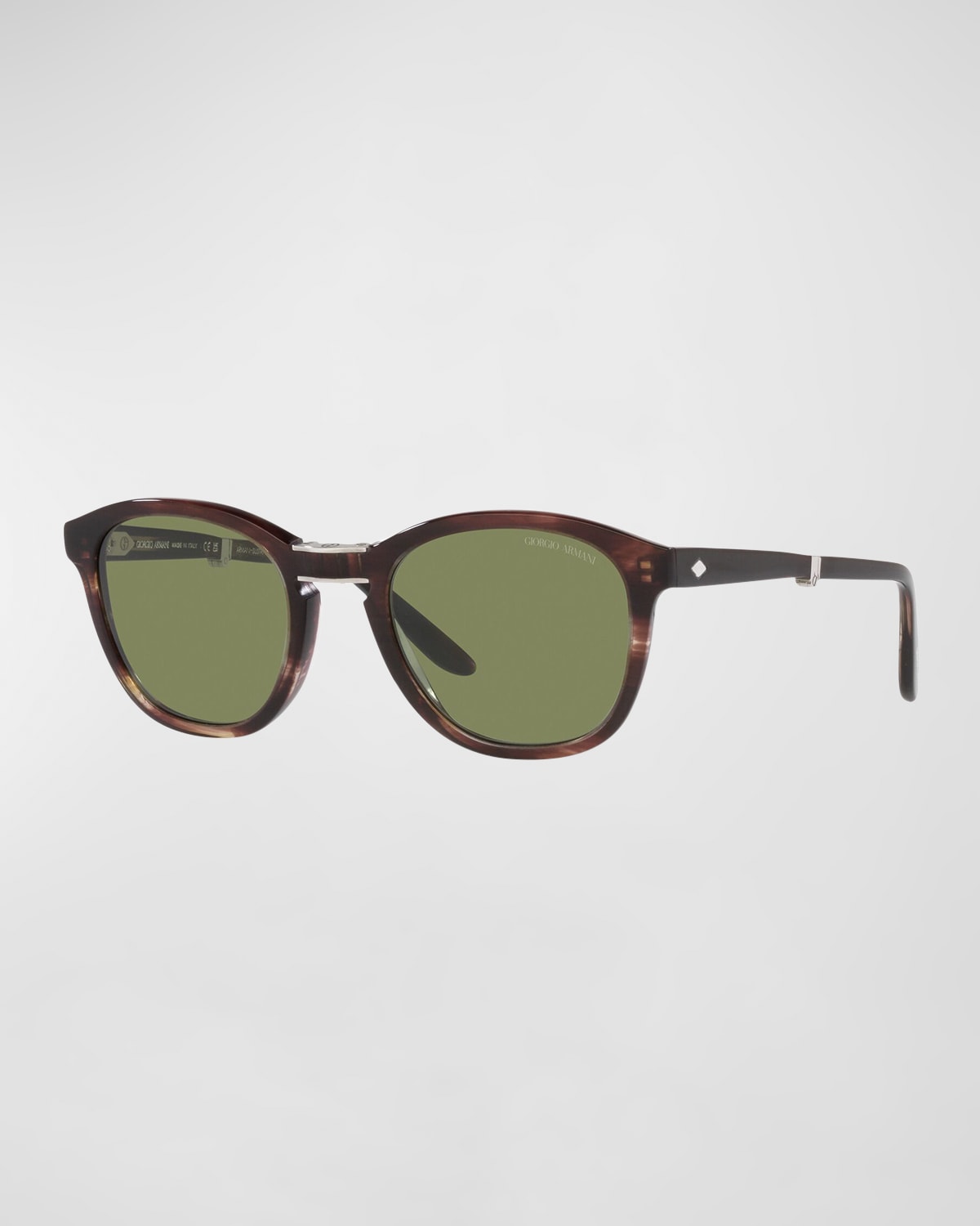 Shop Giorgio Armani Square Acetate & Crystal Sunglasses In Striped Brown
