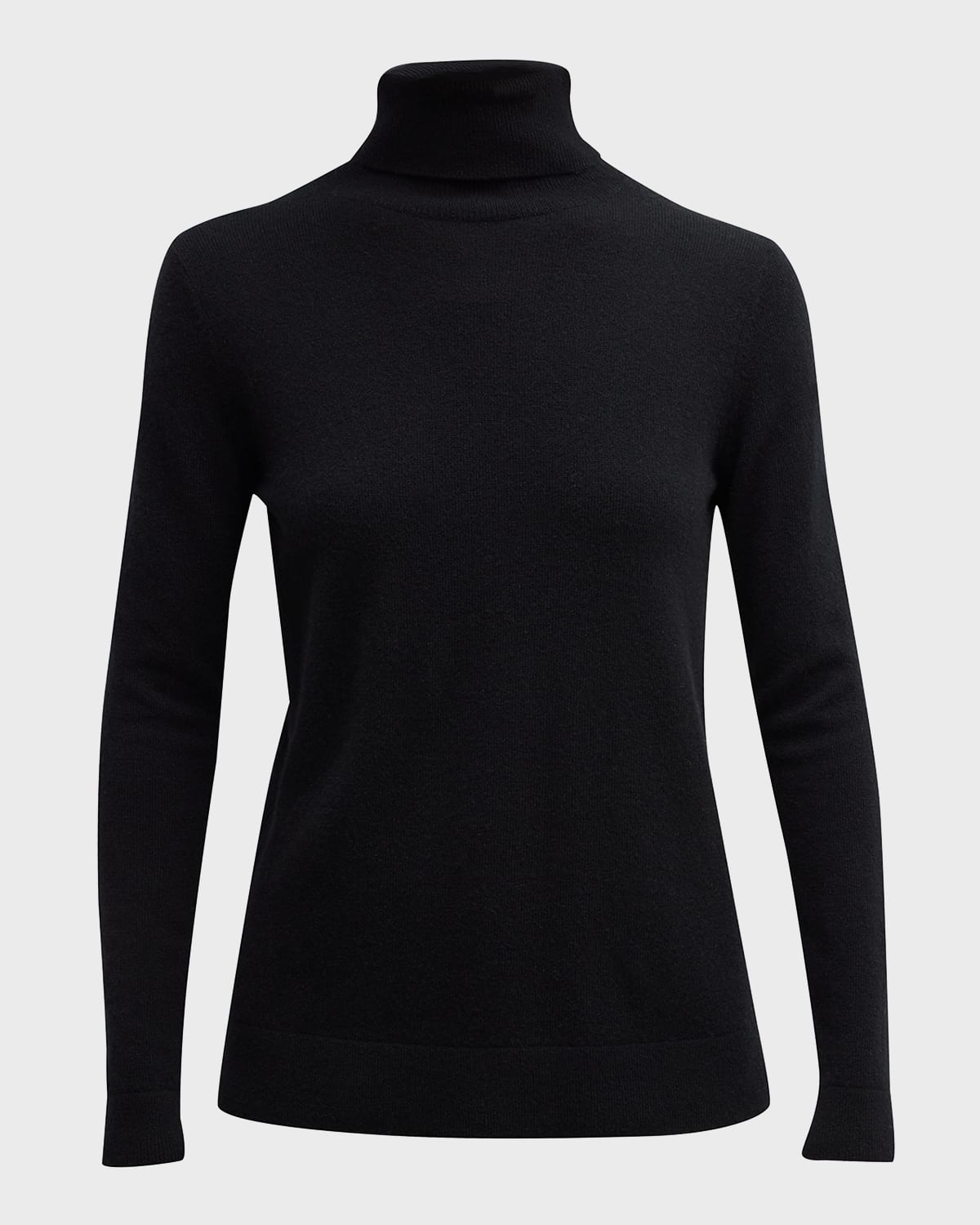 Neiman Marcus Cashmere Basic Turtleneck Top In Black