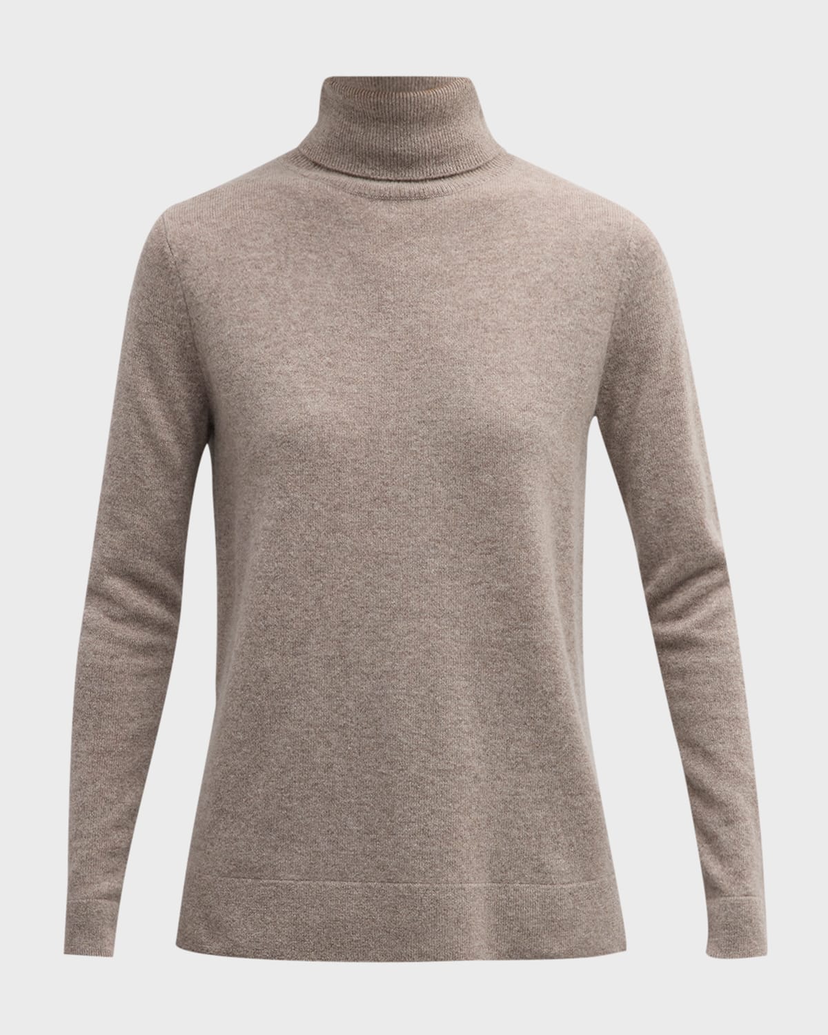 Neiman Marcus Cashmere Basic Turtleneck Top In Cafe