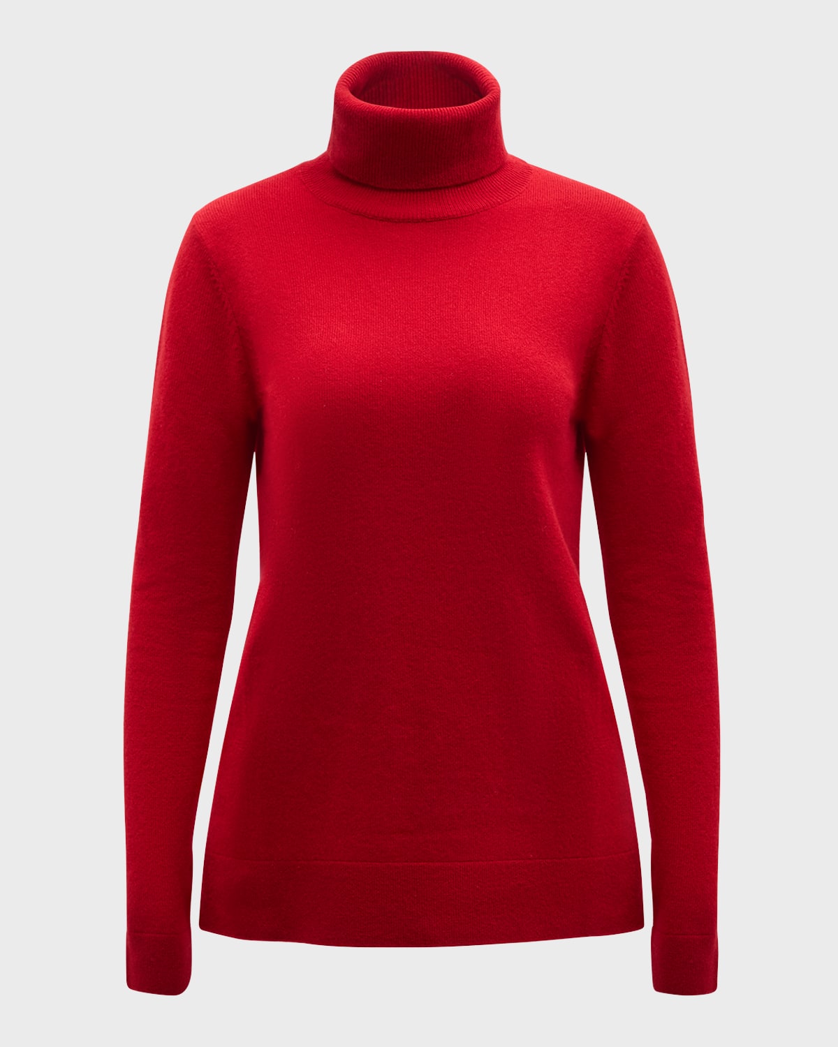 Neiman Marcus Cashmere Basic Turtleneck Top In Red
