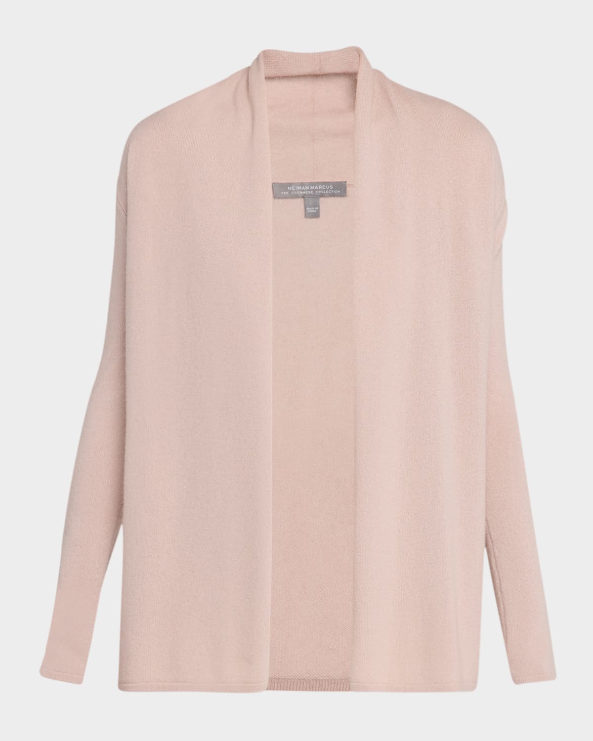 Neiman Marcus Cashmere Basic Open Cardigan In Pink