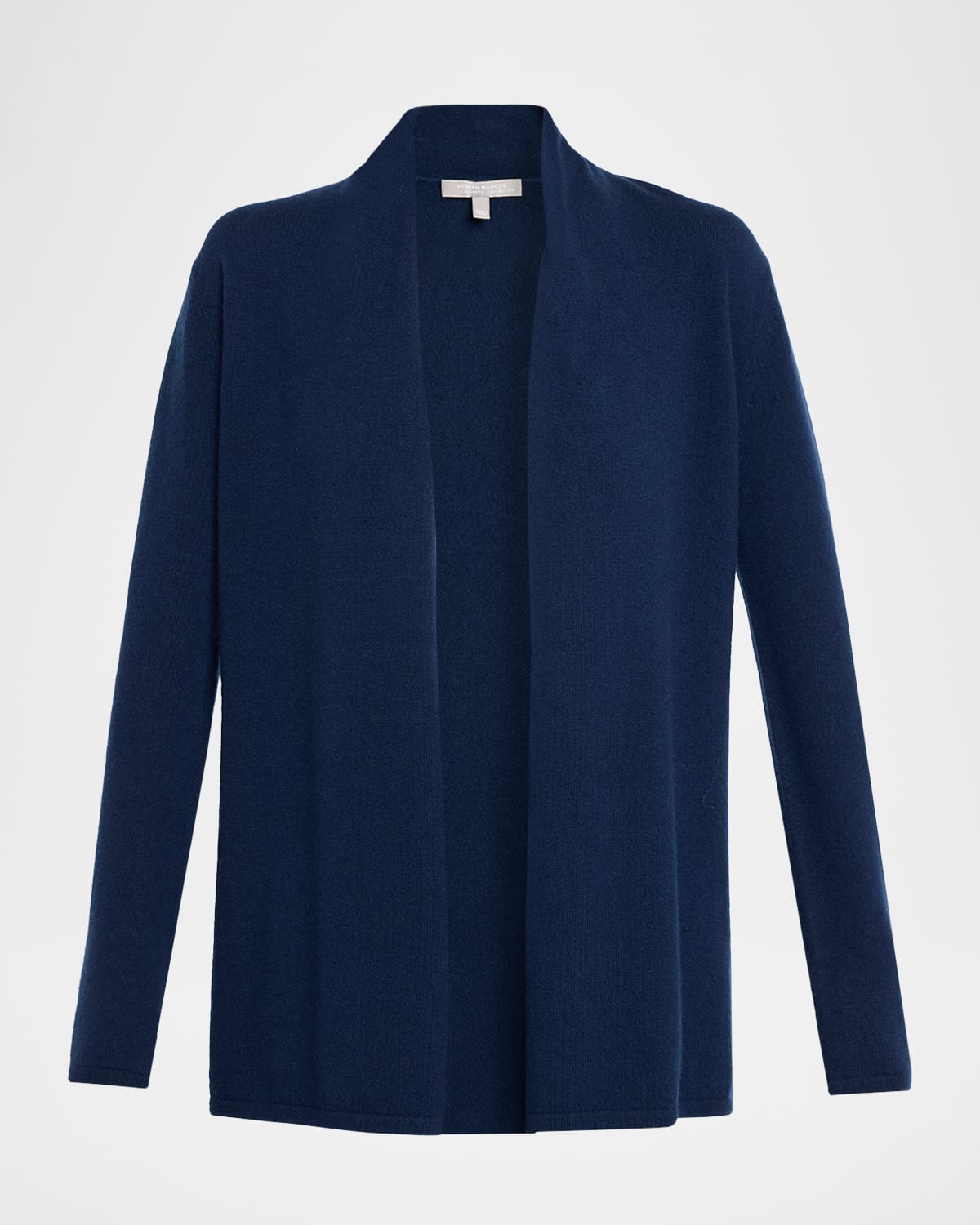 Neiman Marcus Cashmere Basic Open Cardigan In Blue