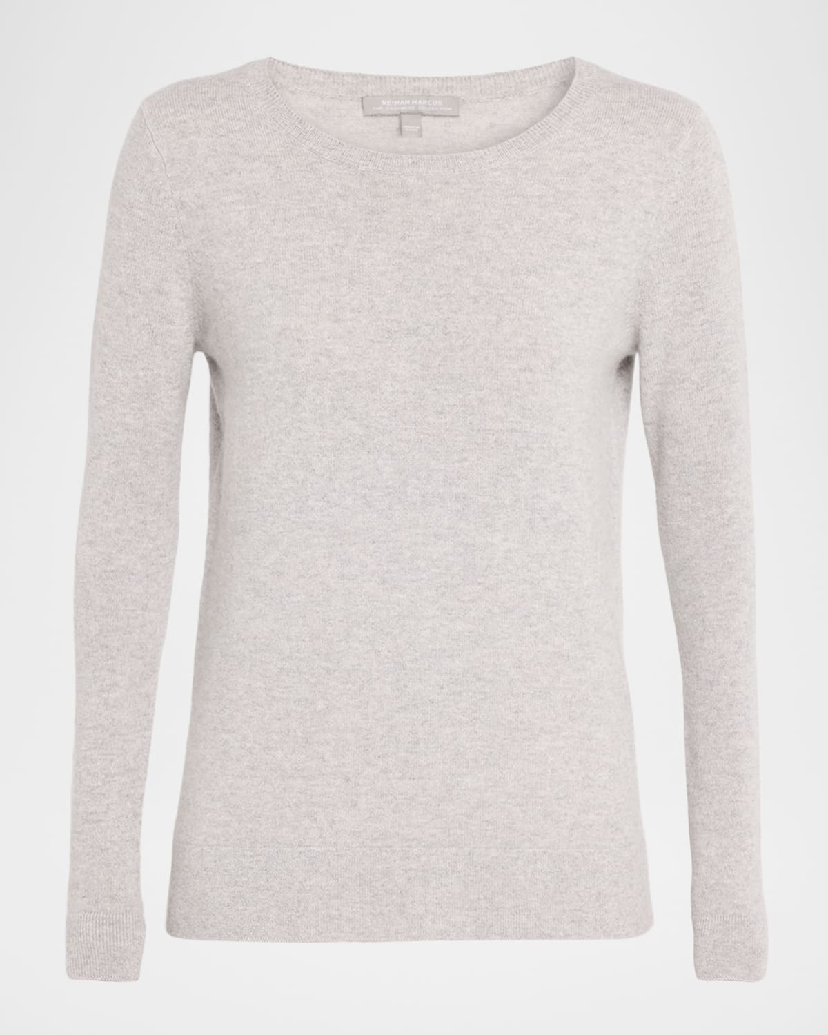 Neiman Marcus Cashmere Basic Crewneck Top In Gray