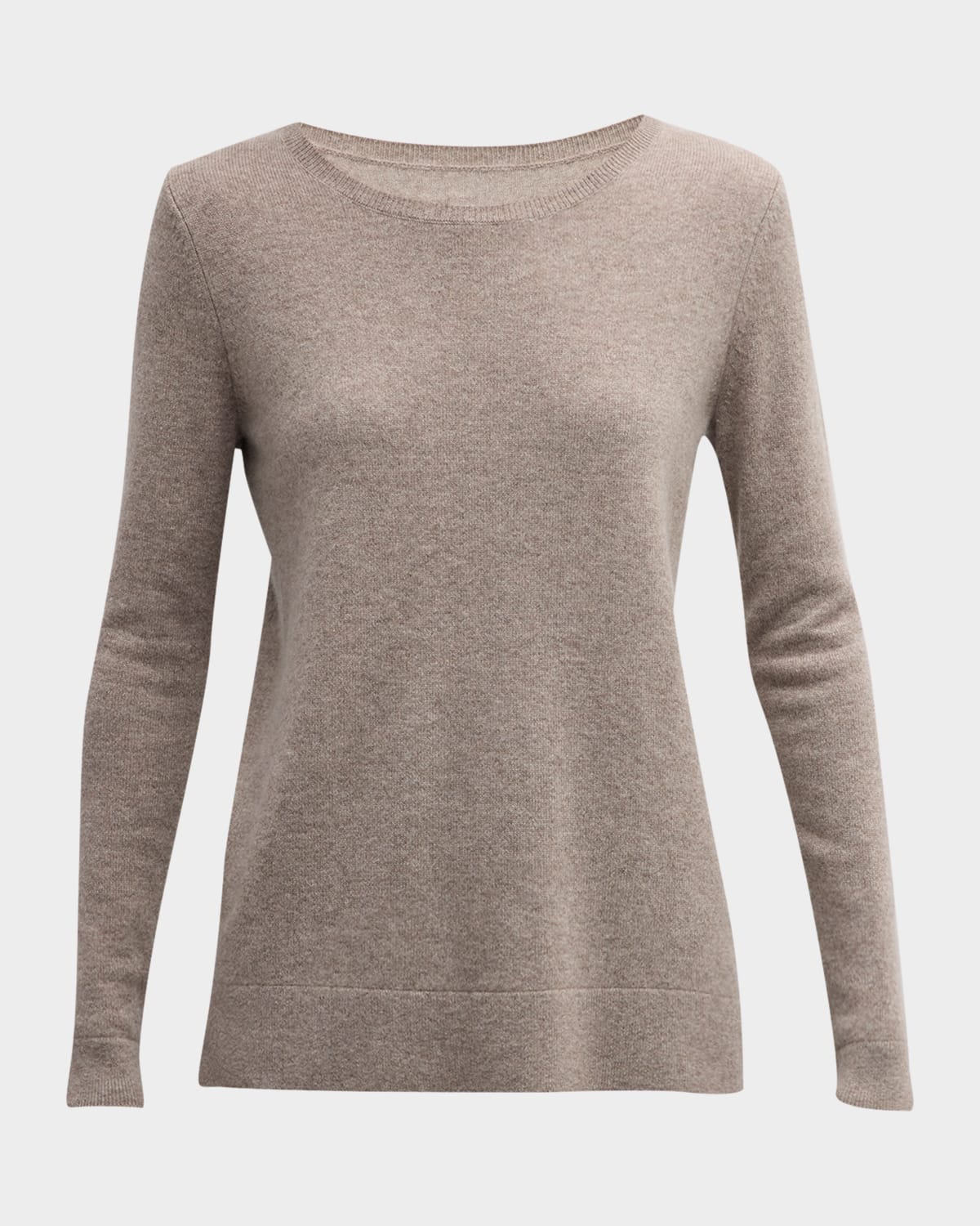 Neiman Marcus Cashmere Basic Crewneck Top In Cafe