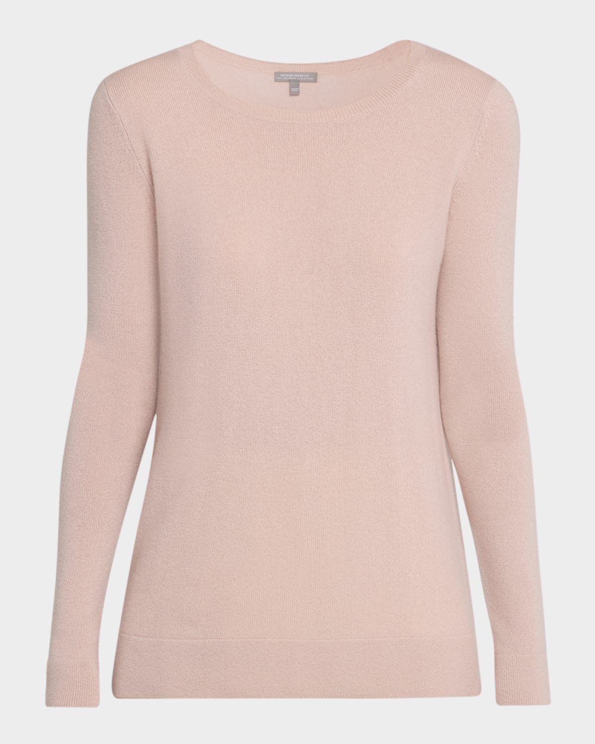 Neiman Marcus Cashmere Basic Crewneck Top In Pink