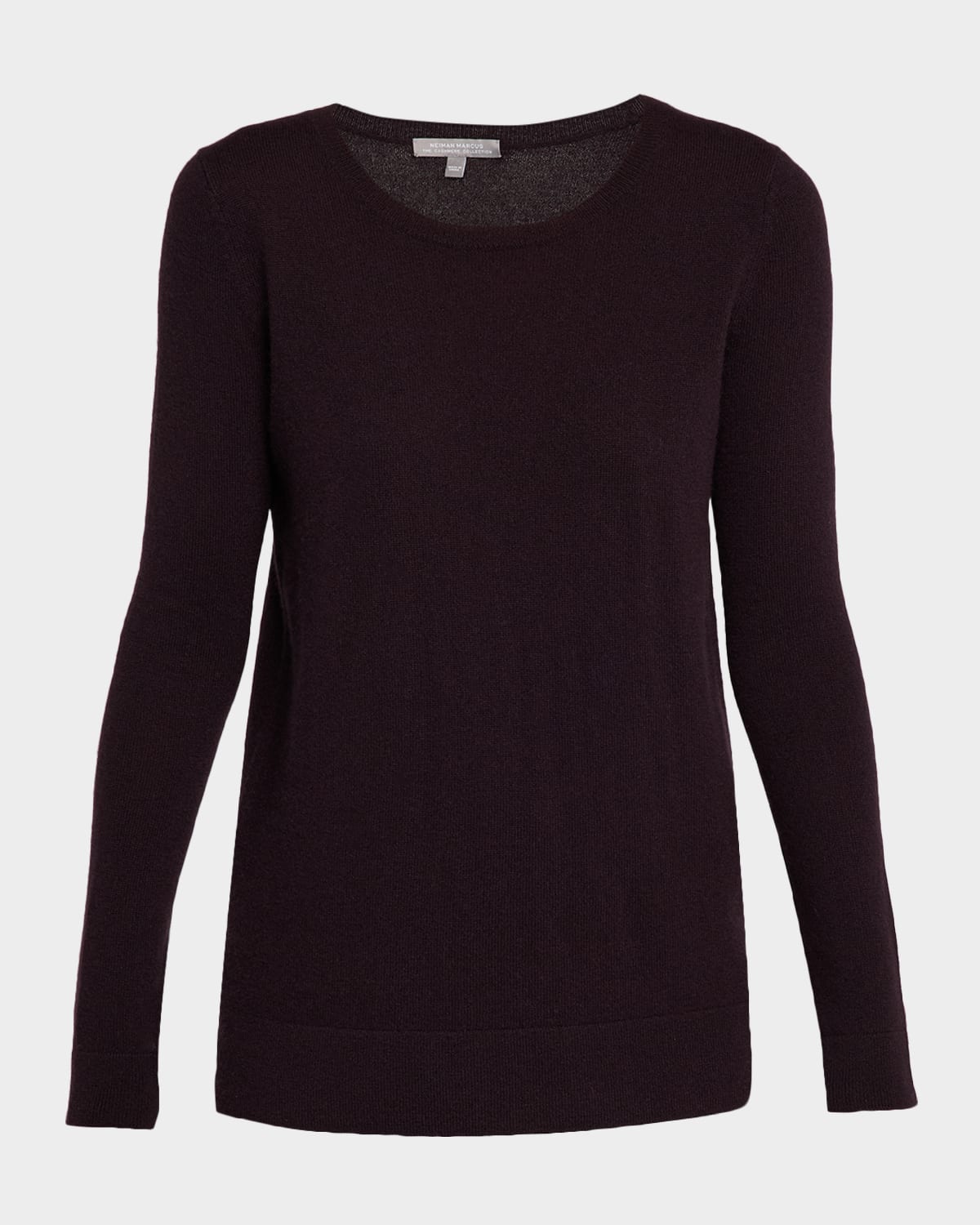 Neiman Marcus Cashmere Basic Crewneck Top In Purple