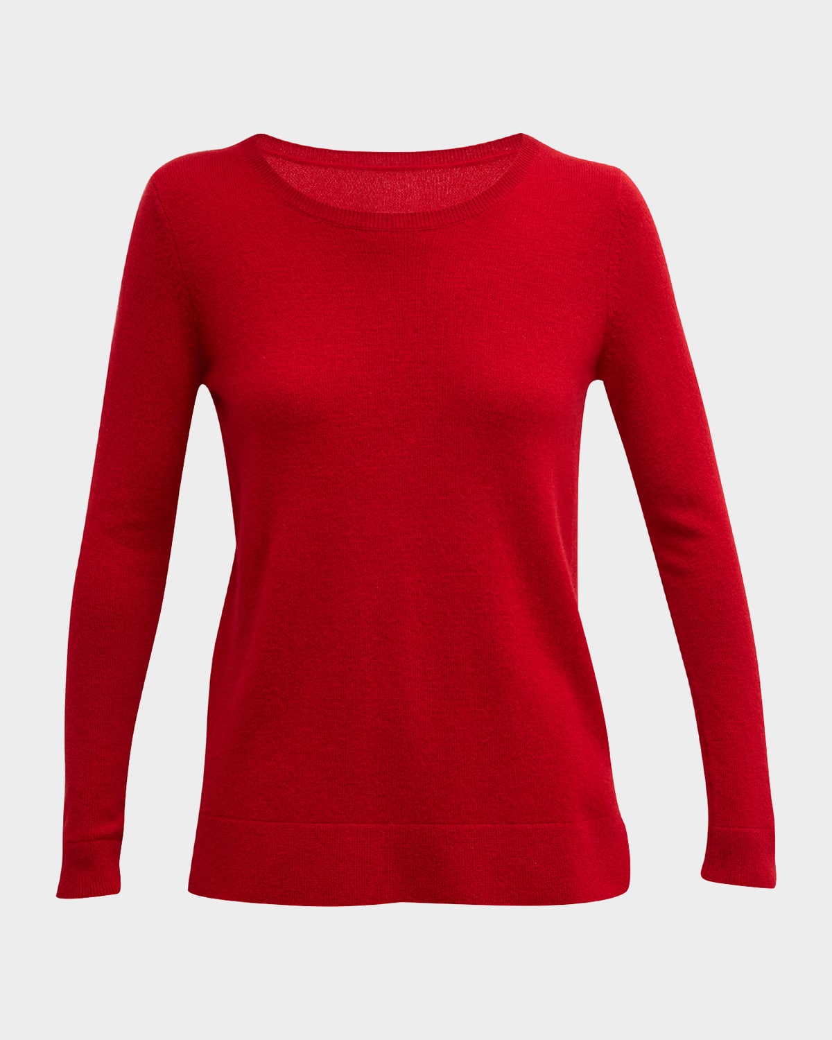 Neiman Marcus Cashmere Basic Crewneck Top In Red
