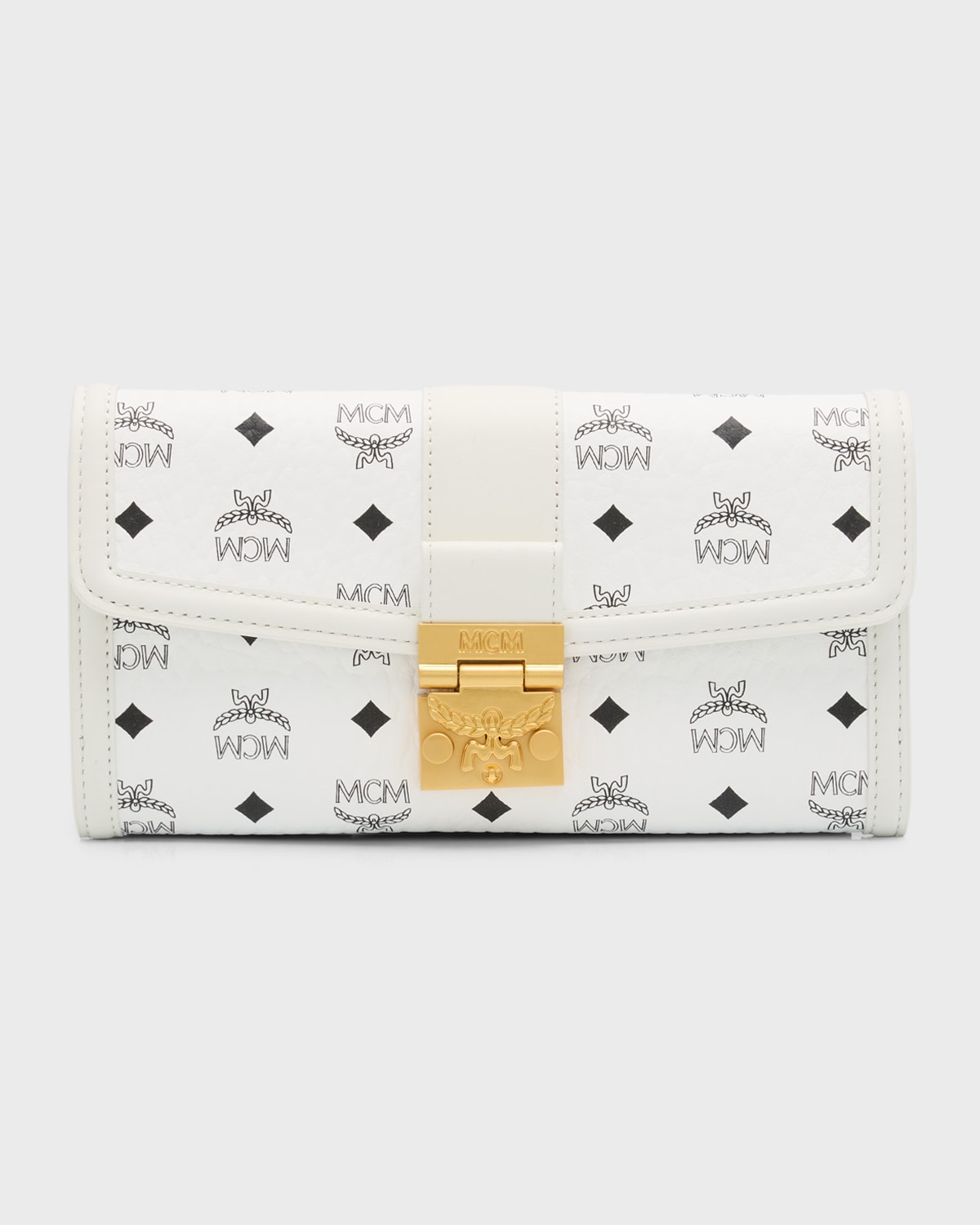 Mcm Tracy Large Monogram Wallet On Chain In White