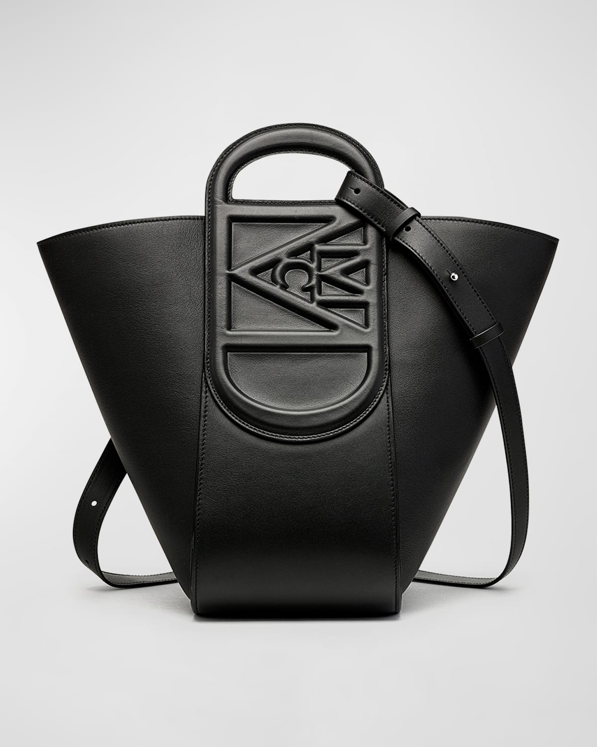 Mcm Large Calf Leather Tote Bag In Black
