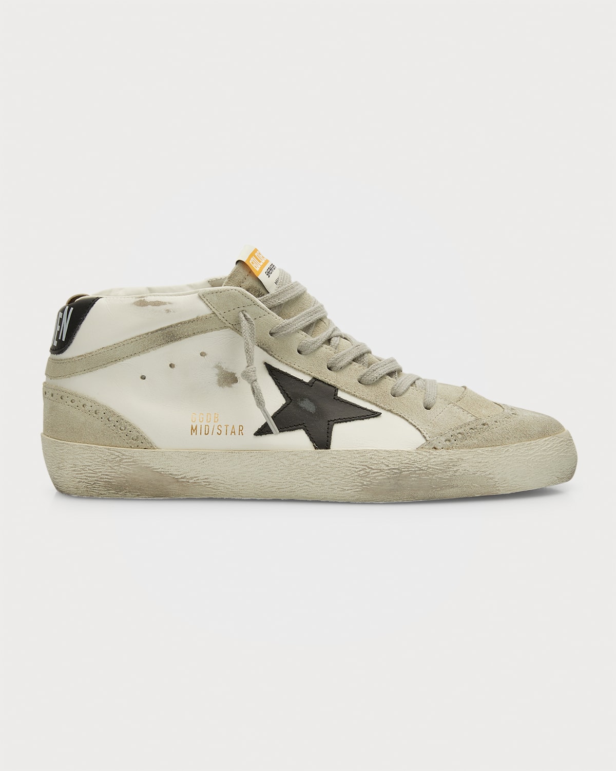 Shop Golden Goose Men's Mid Star Leather Mid-top Sneakers In White/ice/black/