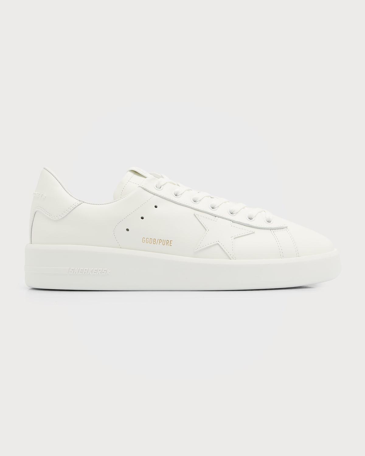 Shop Golden Goose Men's Purestar Tonal Leather Low-top Sneakers In Optic White