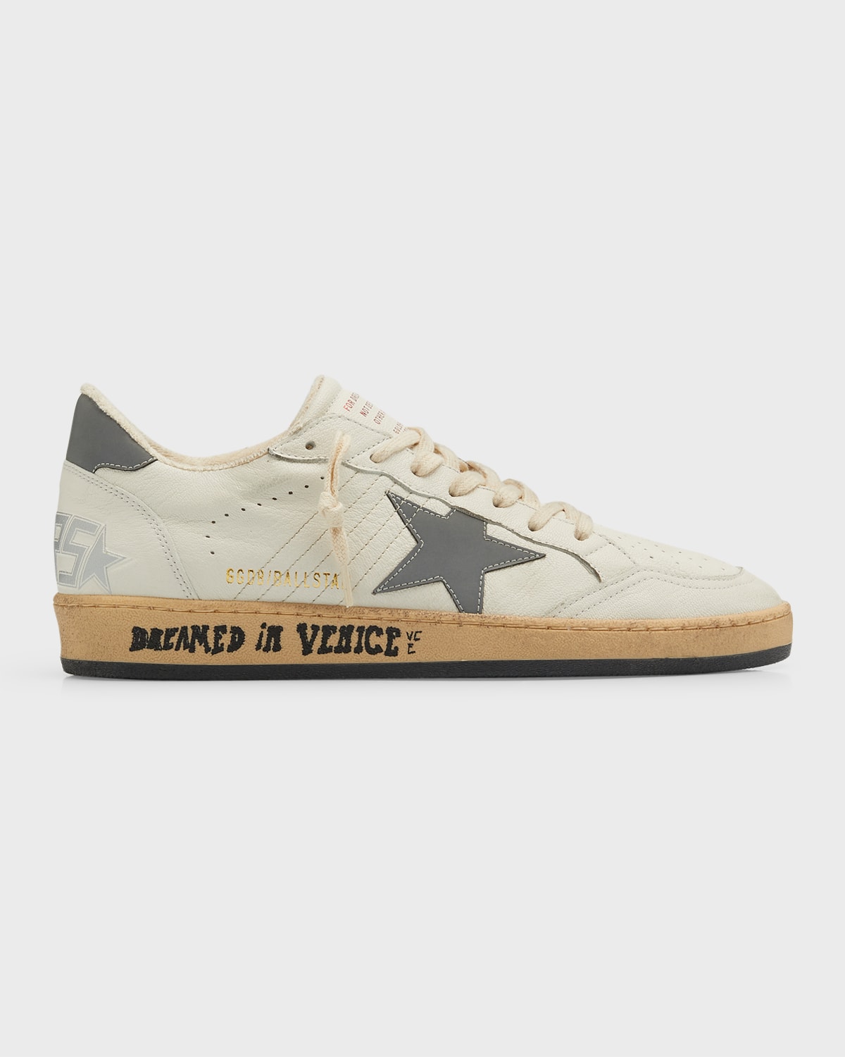 Golden Goose Men's Ball Star Leather Low-top Sneakers In White/grey