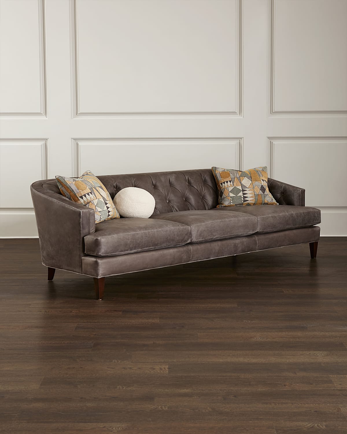 Circe Tufted Leather Sofa 88"