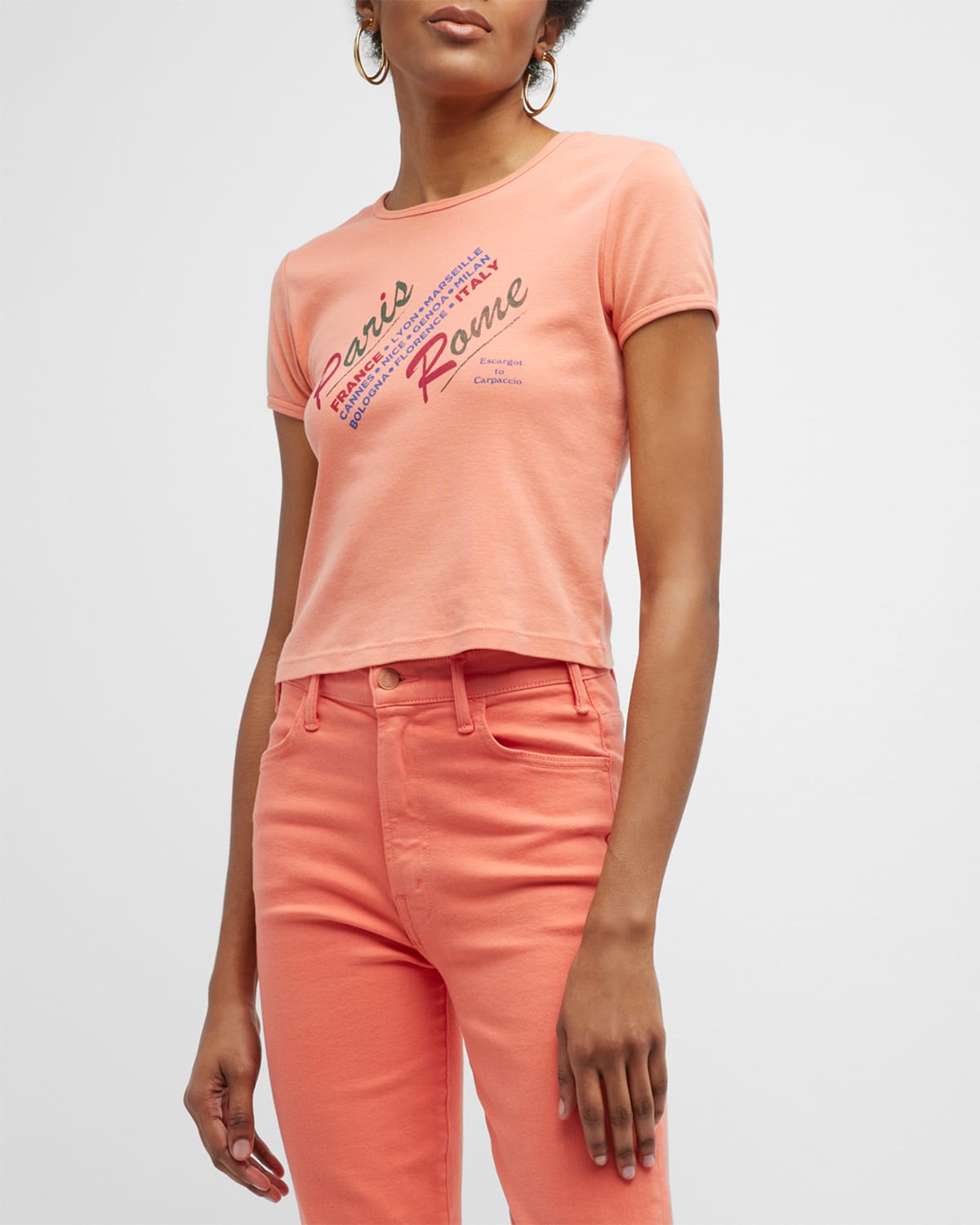 Mother The Itty Bitty Cotton Ringer Tee In Orange