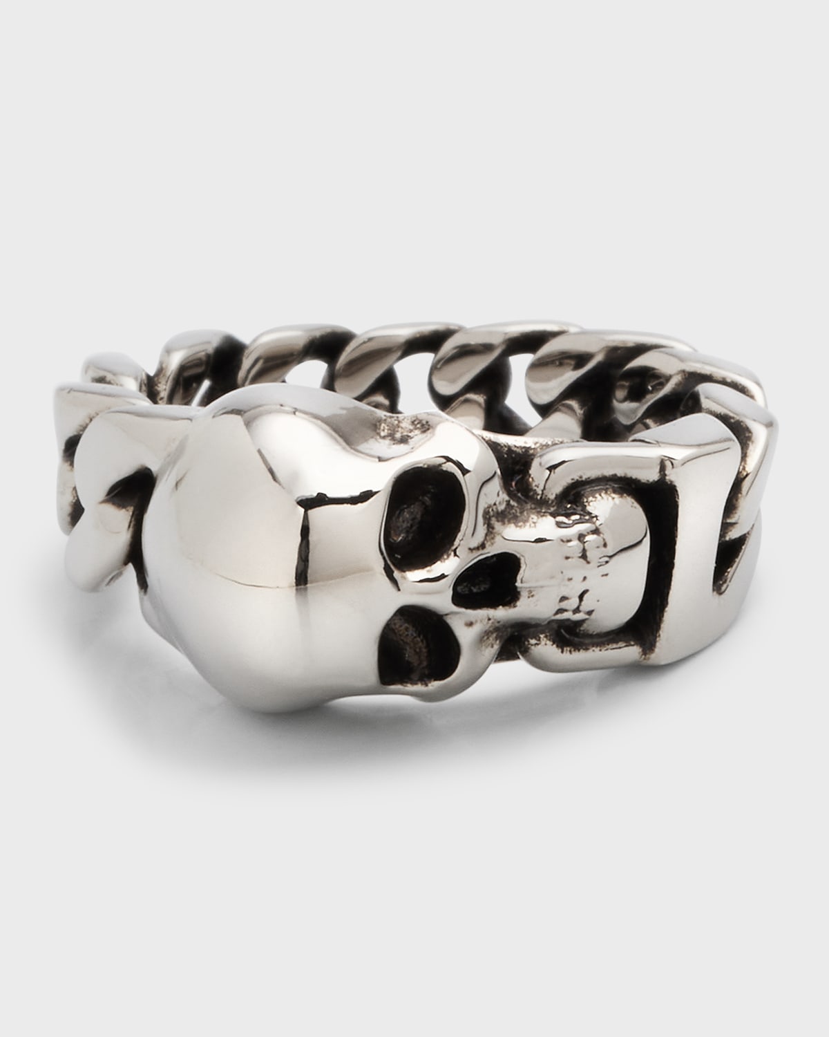 Men's Skull Curb Chain Ring